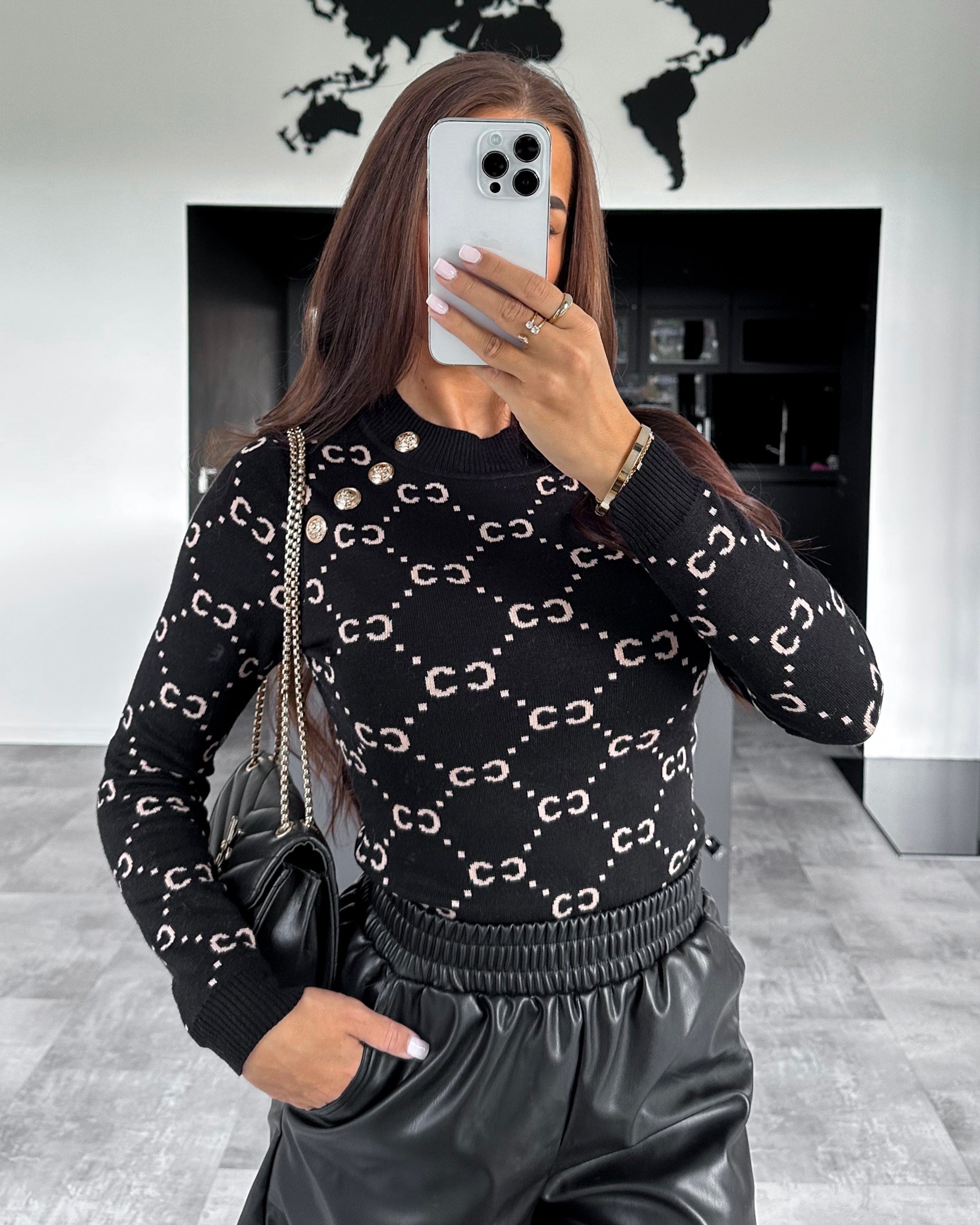 Pullover "Monogramm" Schwarz