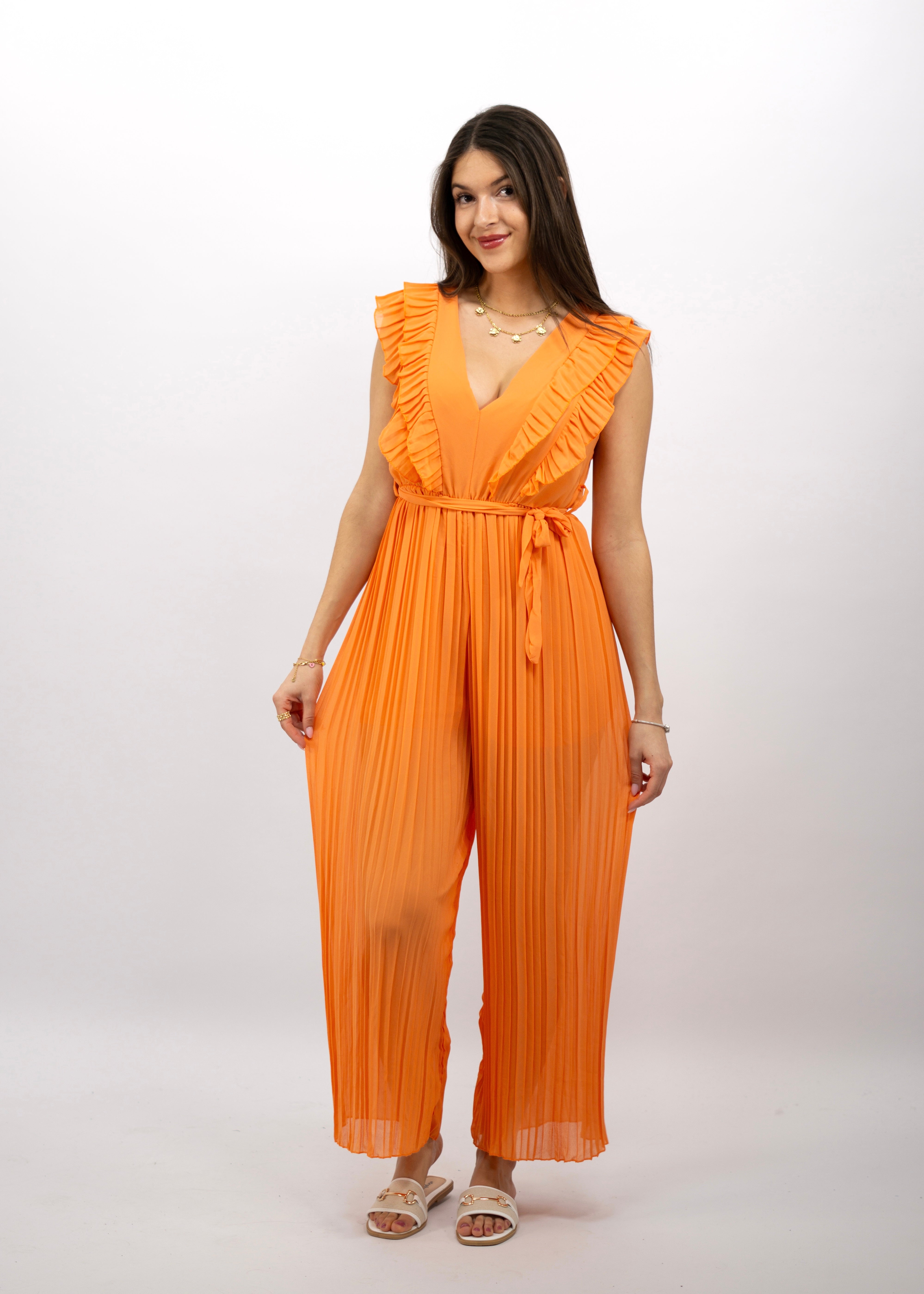 Plissee Jumpsuit "Elina" Orange