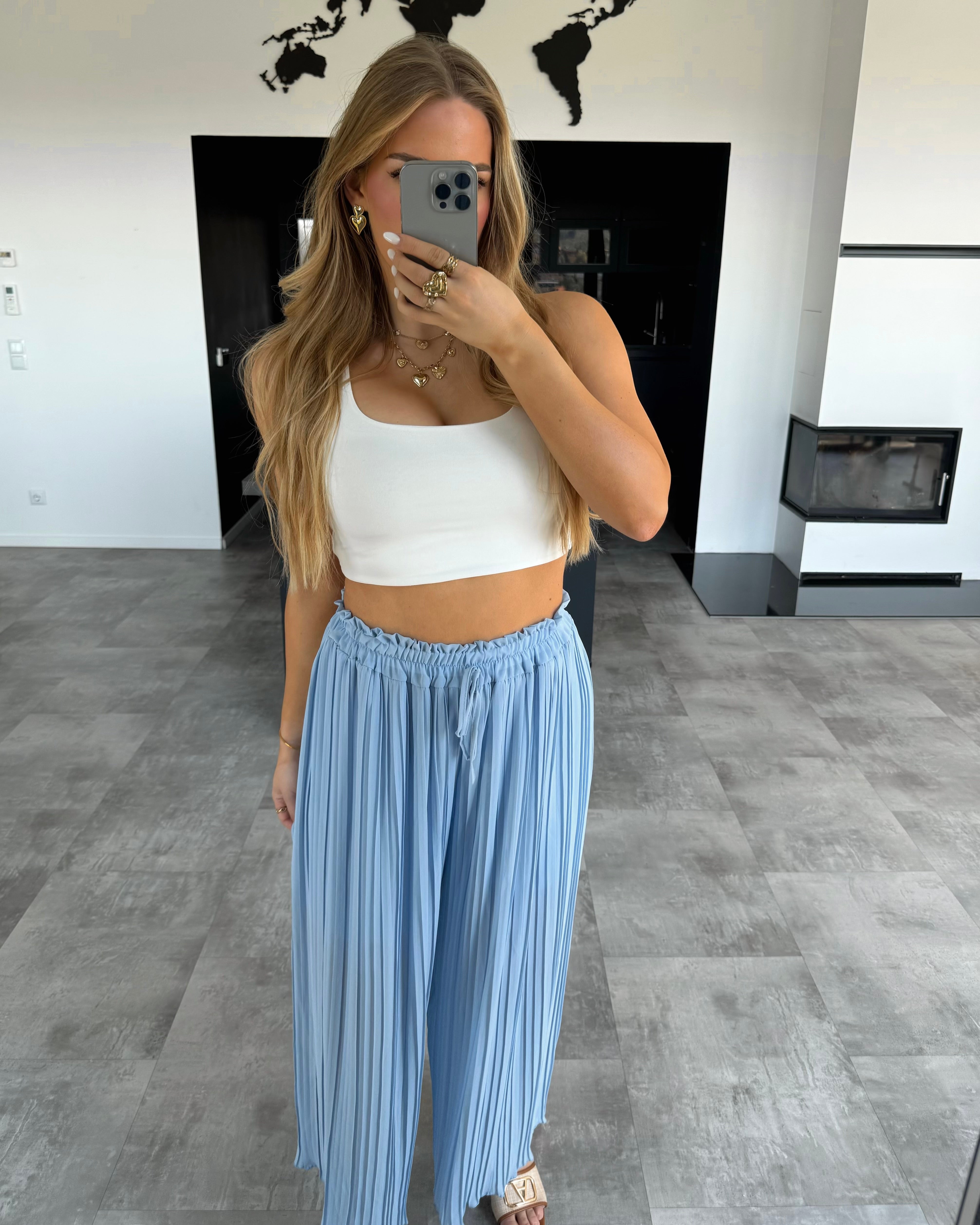 Plissierte Hose "Nola“ Babyblau