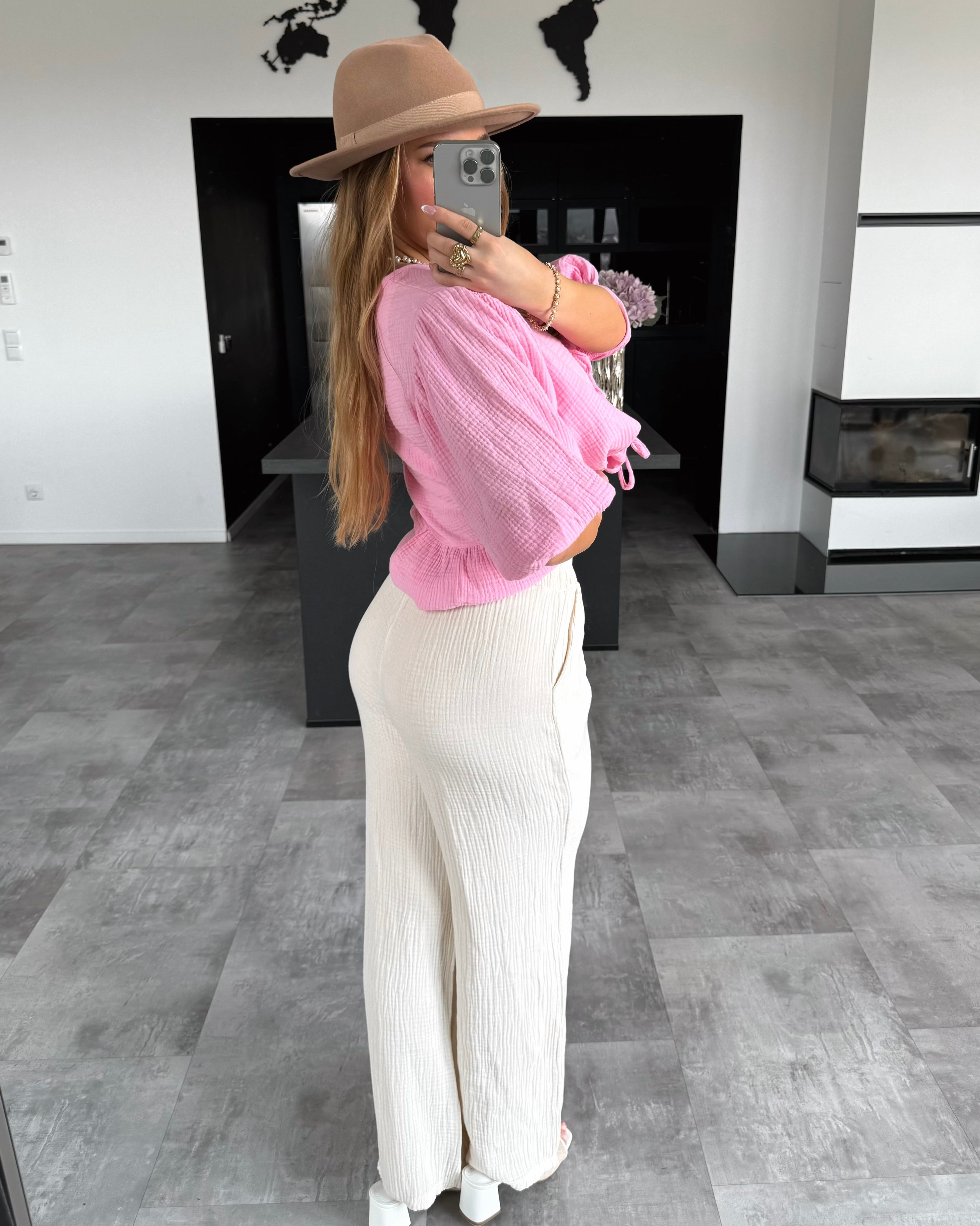 Musselin Hose „Joia“ Ecru