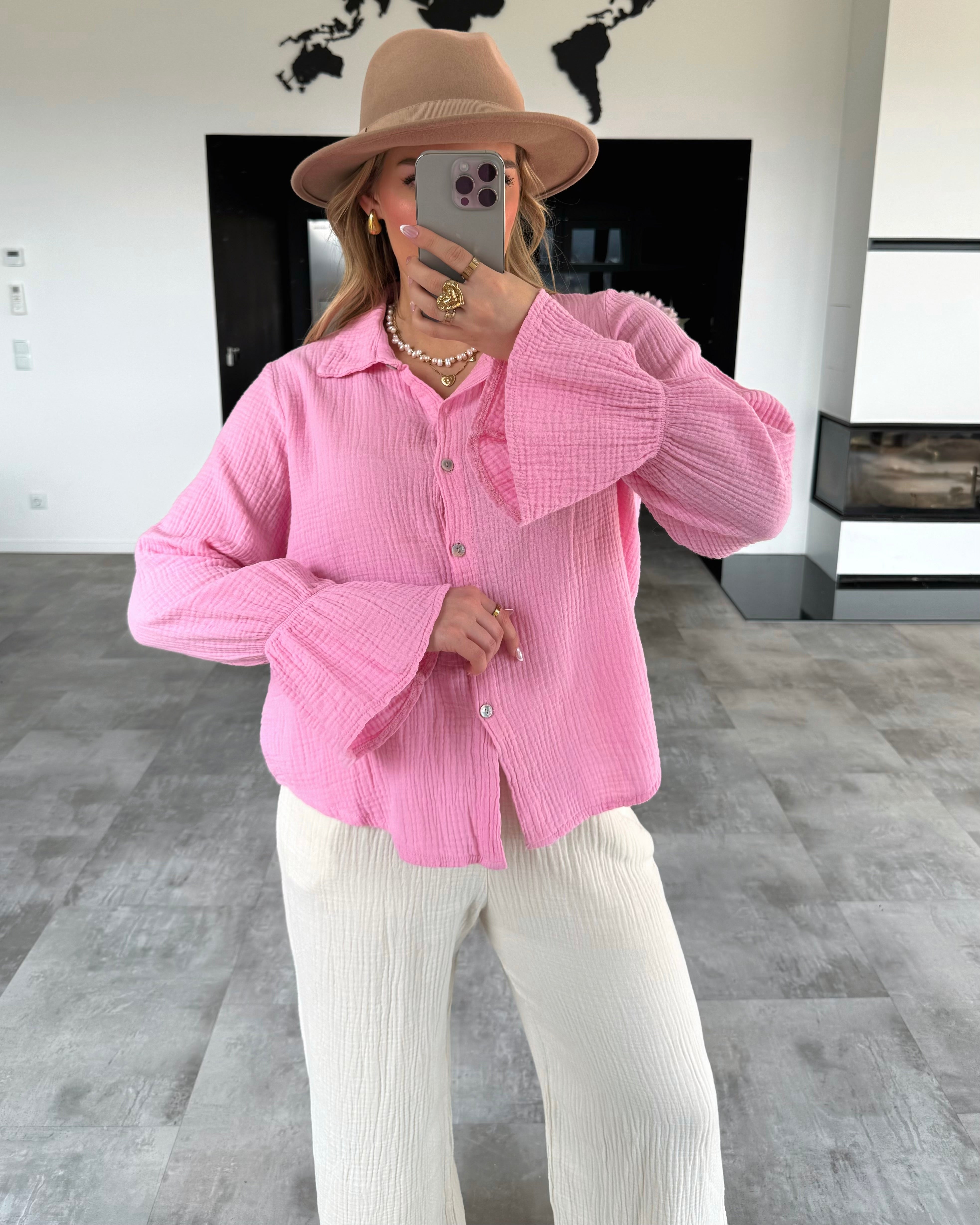 Musselin Bluse "Talina" Bubblegum Rosa