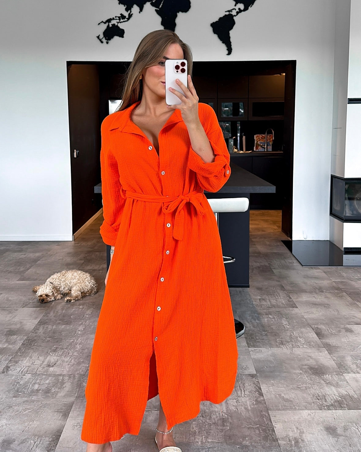 Musselin Kleid „Melissa“ Burnt Orange