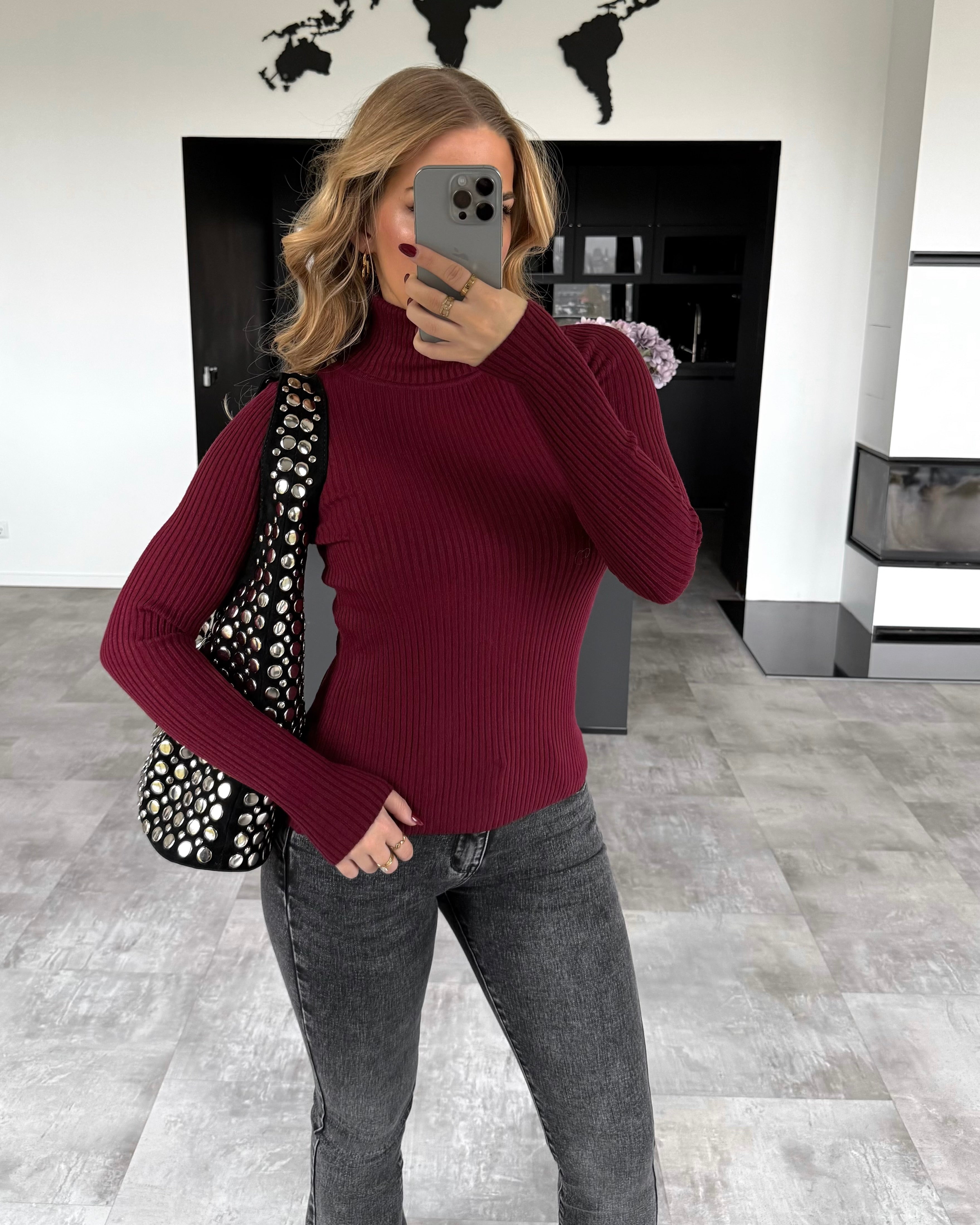 Rollkragenpullover "Rosy" Bordeaux