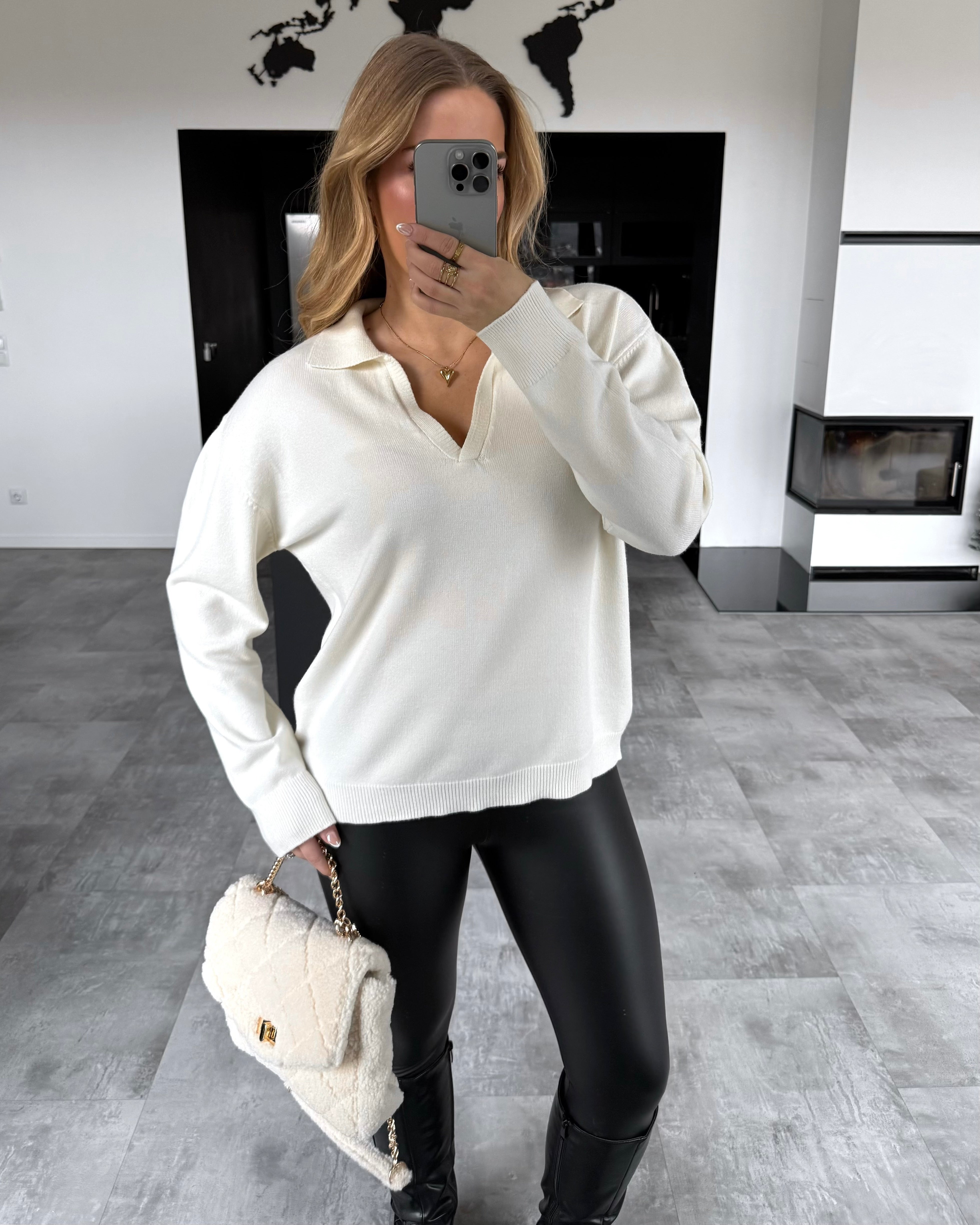 Polo Strickpullover "Vero" Ecru