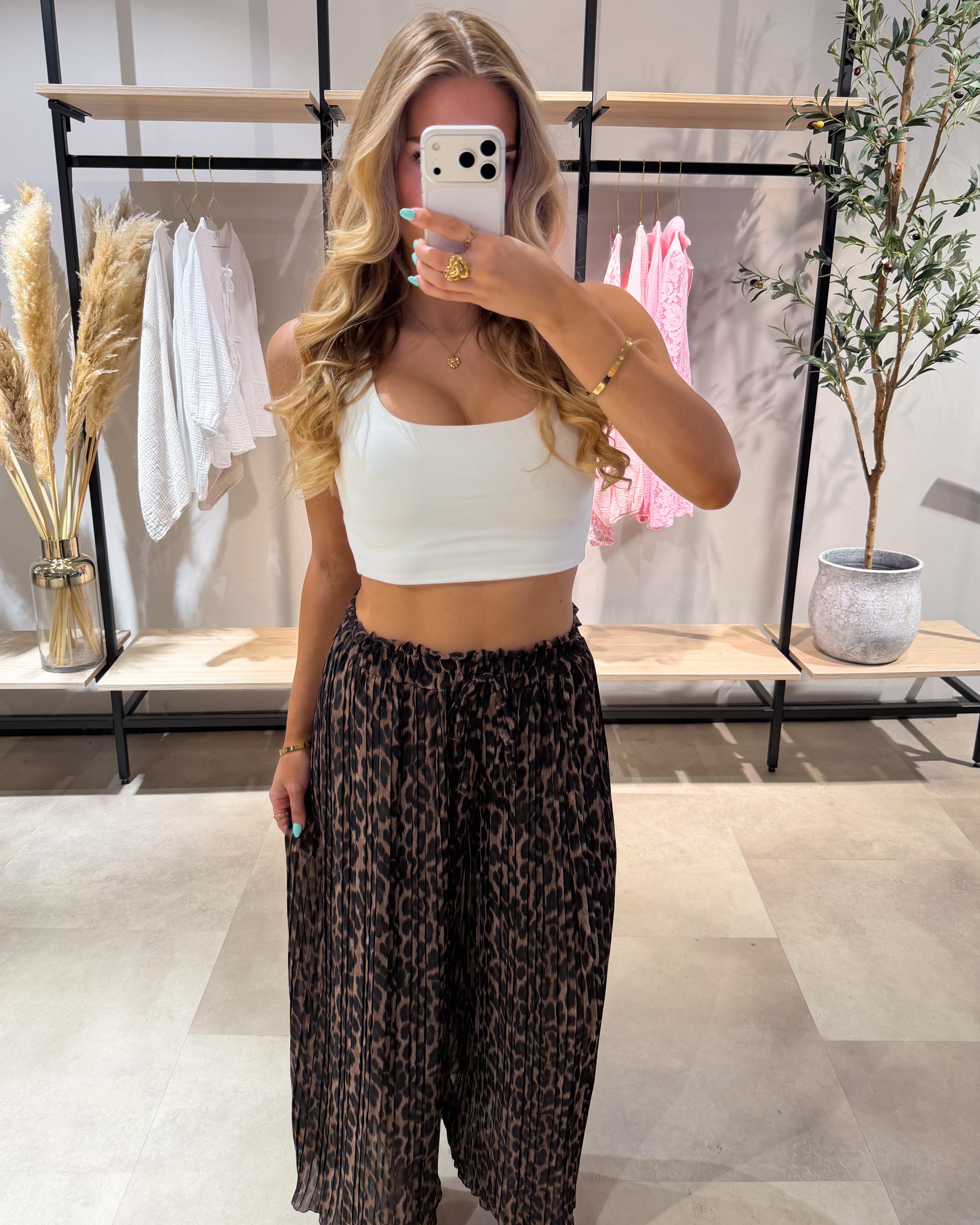 Plissierte Hose "Nola“ Leoprint