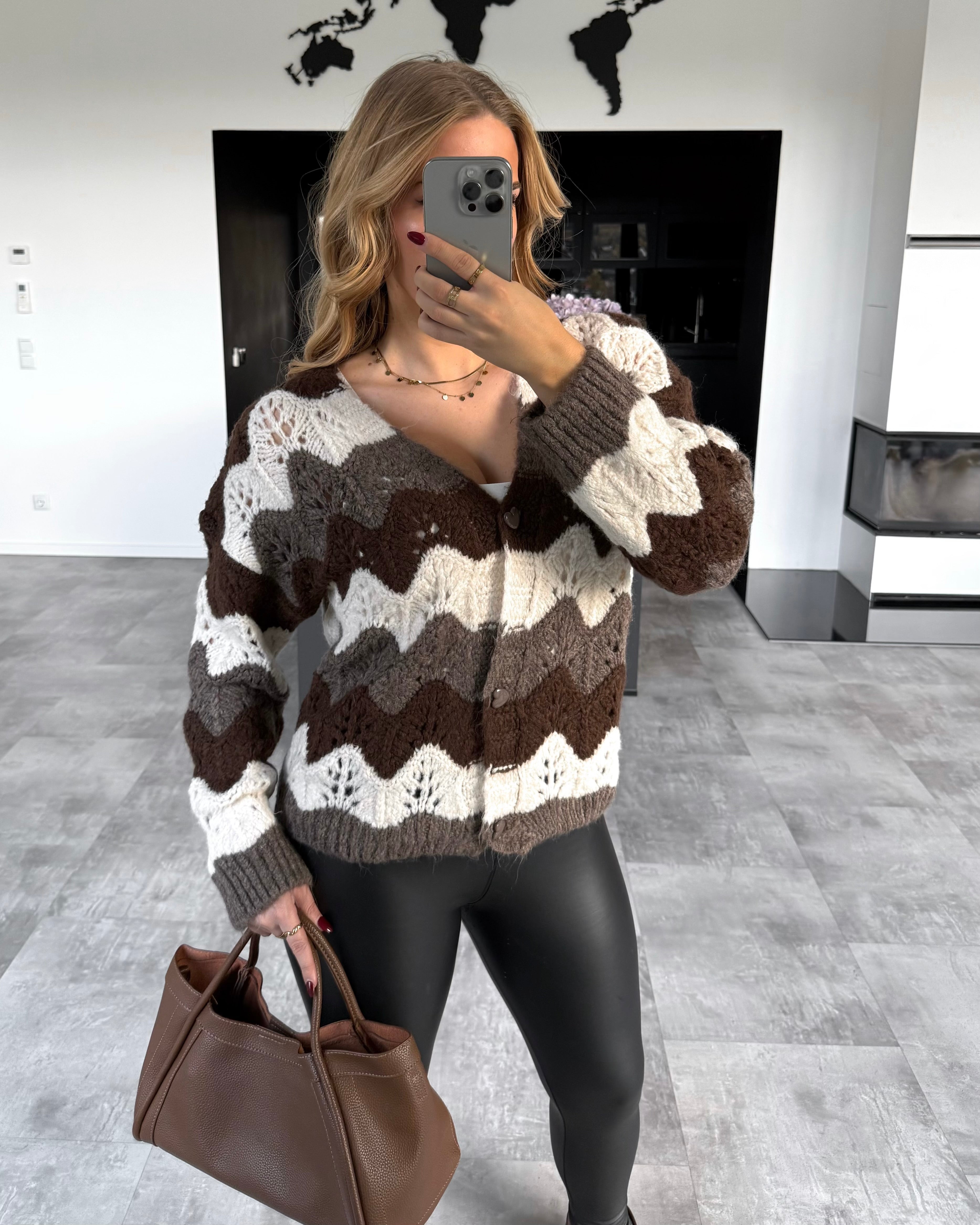 Häkelcardigan "Tweety" Multicolour Braun