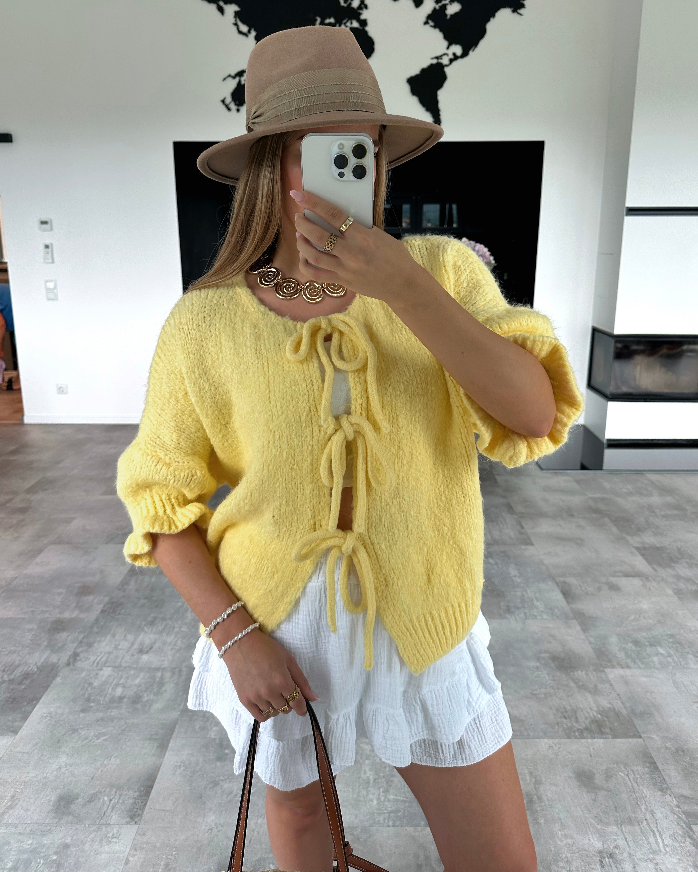 Knoten-Cardigan "Maddy" Gelb