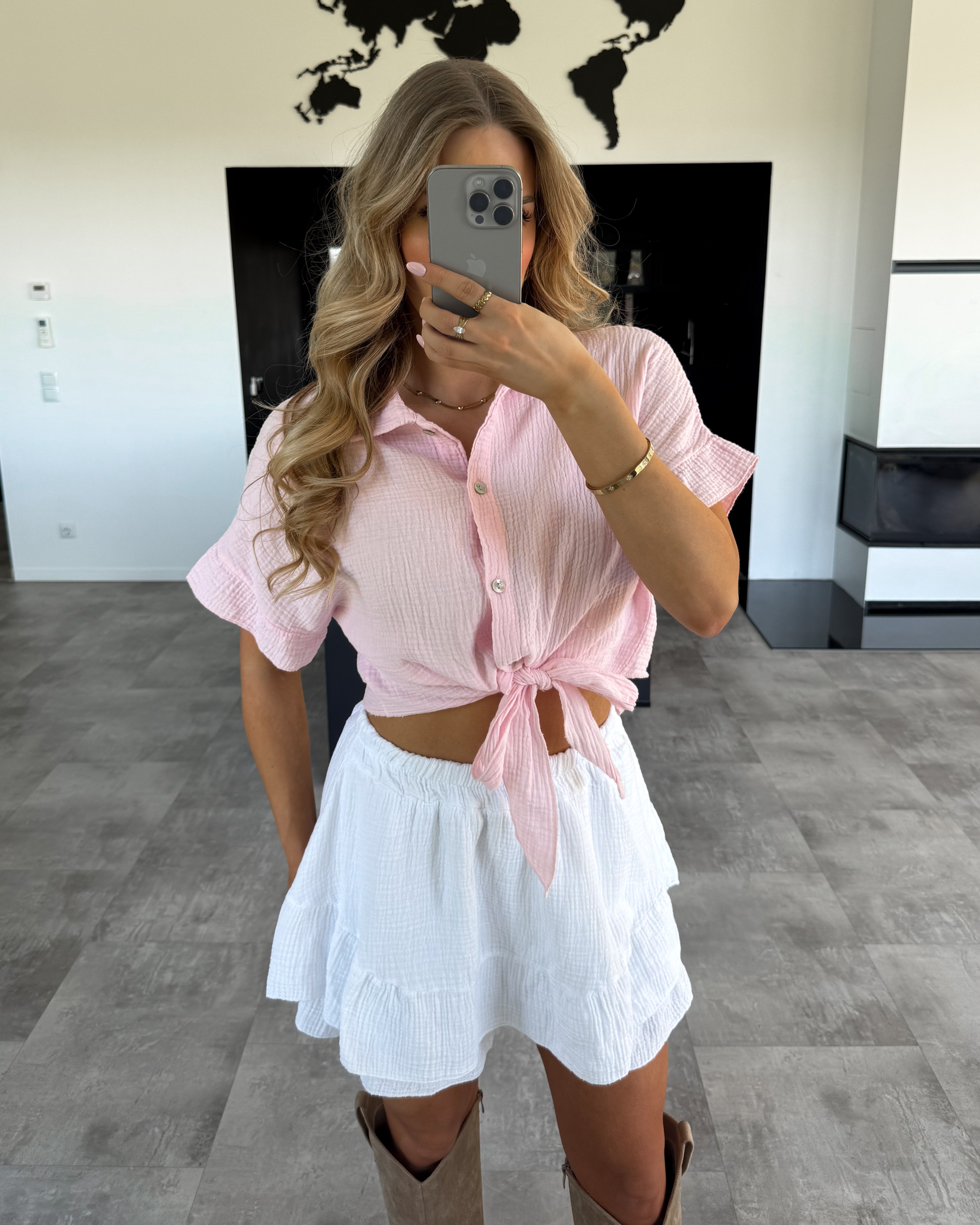 Musselin Knotenshirt "Lia" Babyrosa