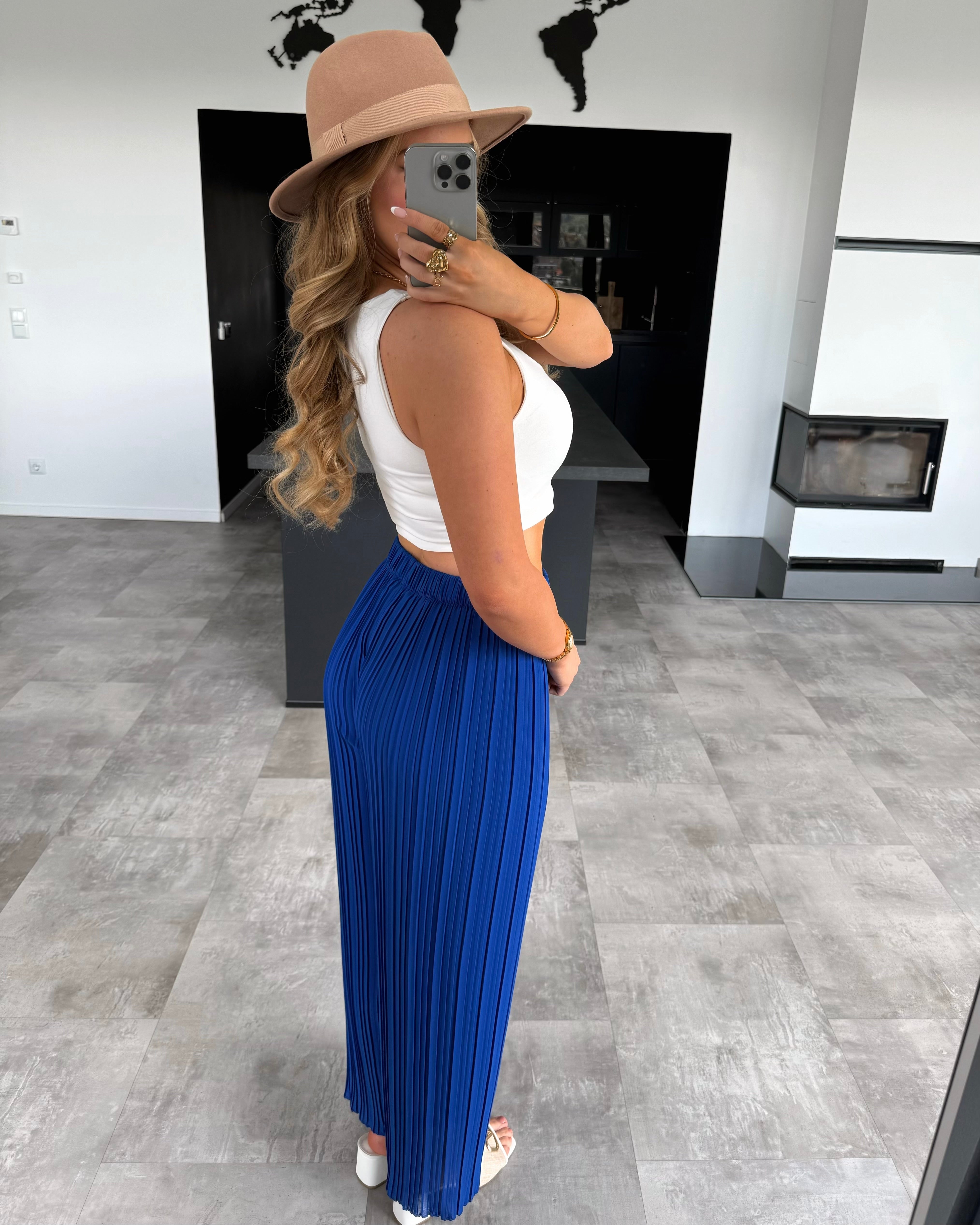 Plissierte Hose "Mala“ Royalblau