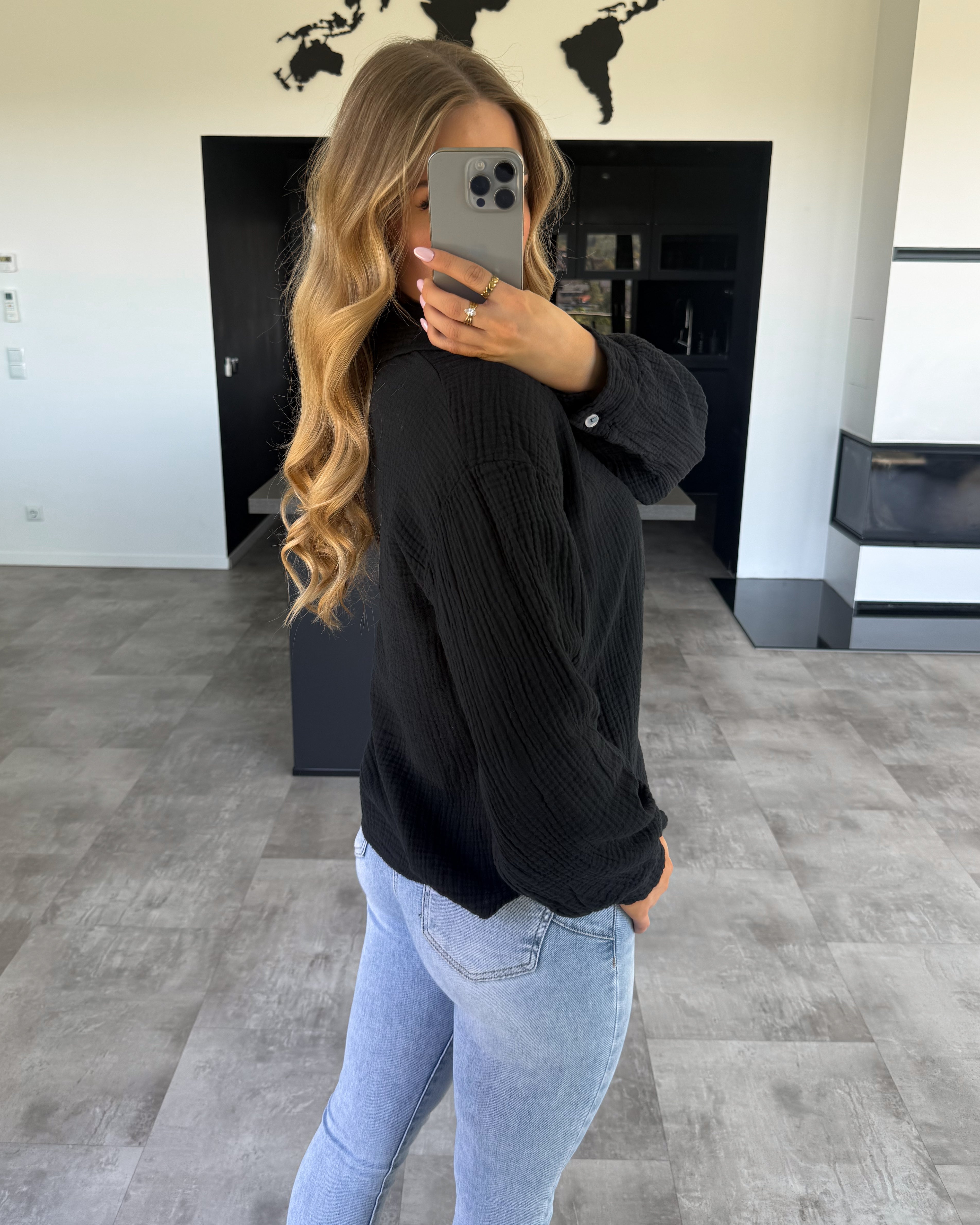 Musselin Bluse "Sanna" Schwarz