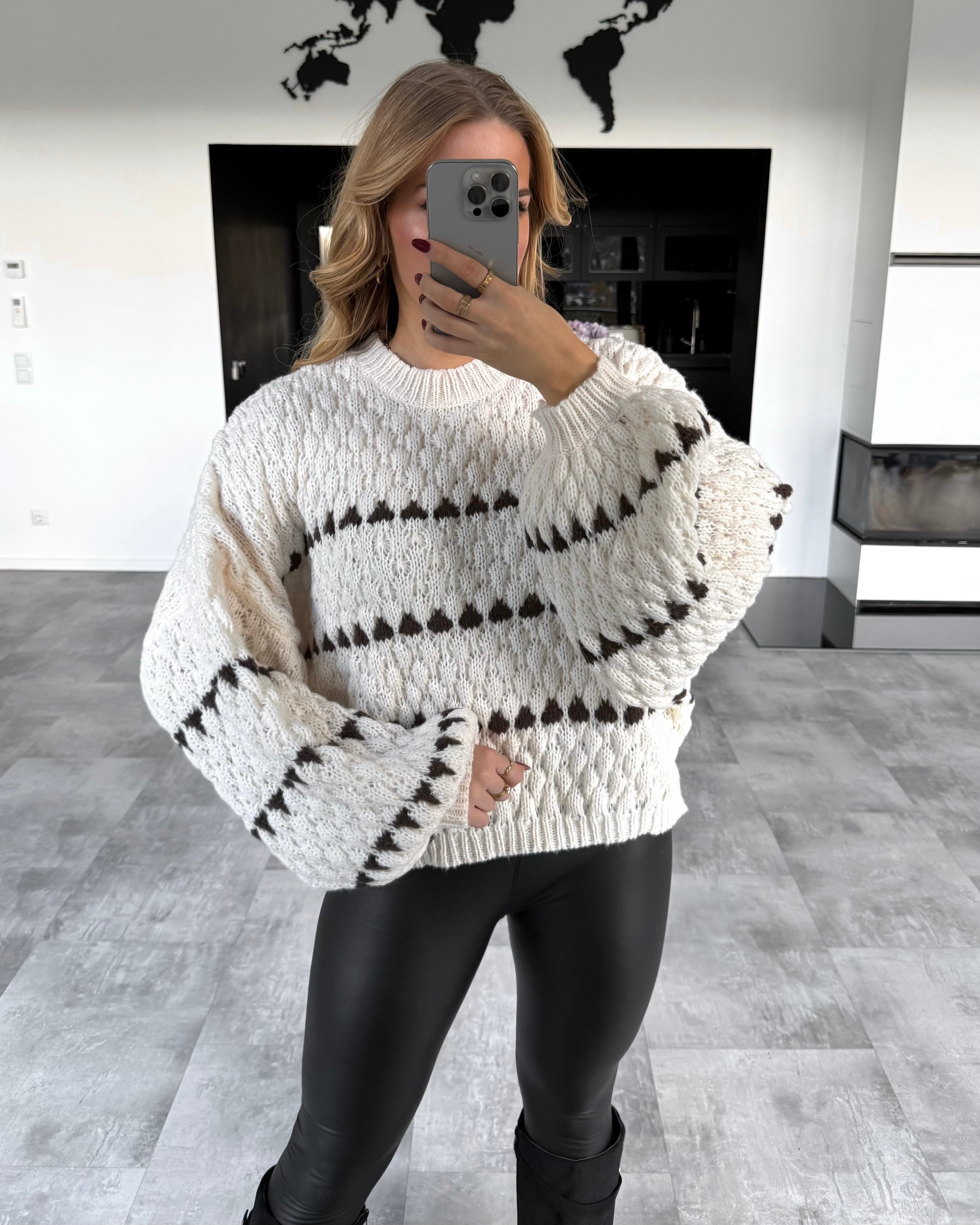 Pullover "Lucia" Ecru-Schwarz