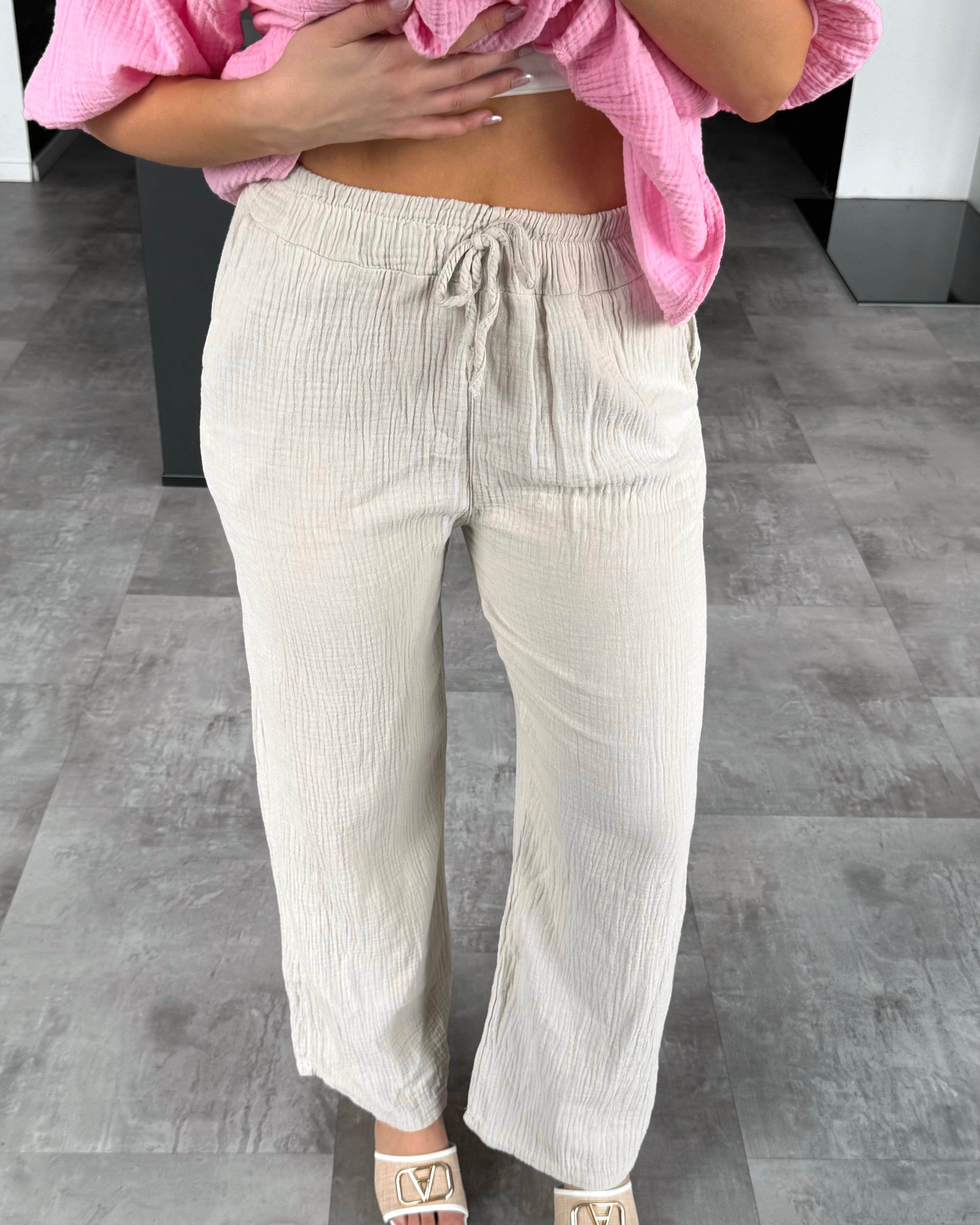 Musselin Hose „Joia“ Beige