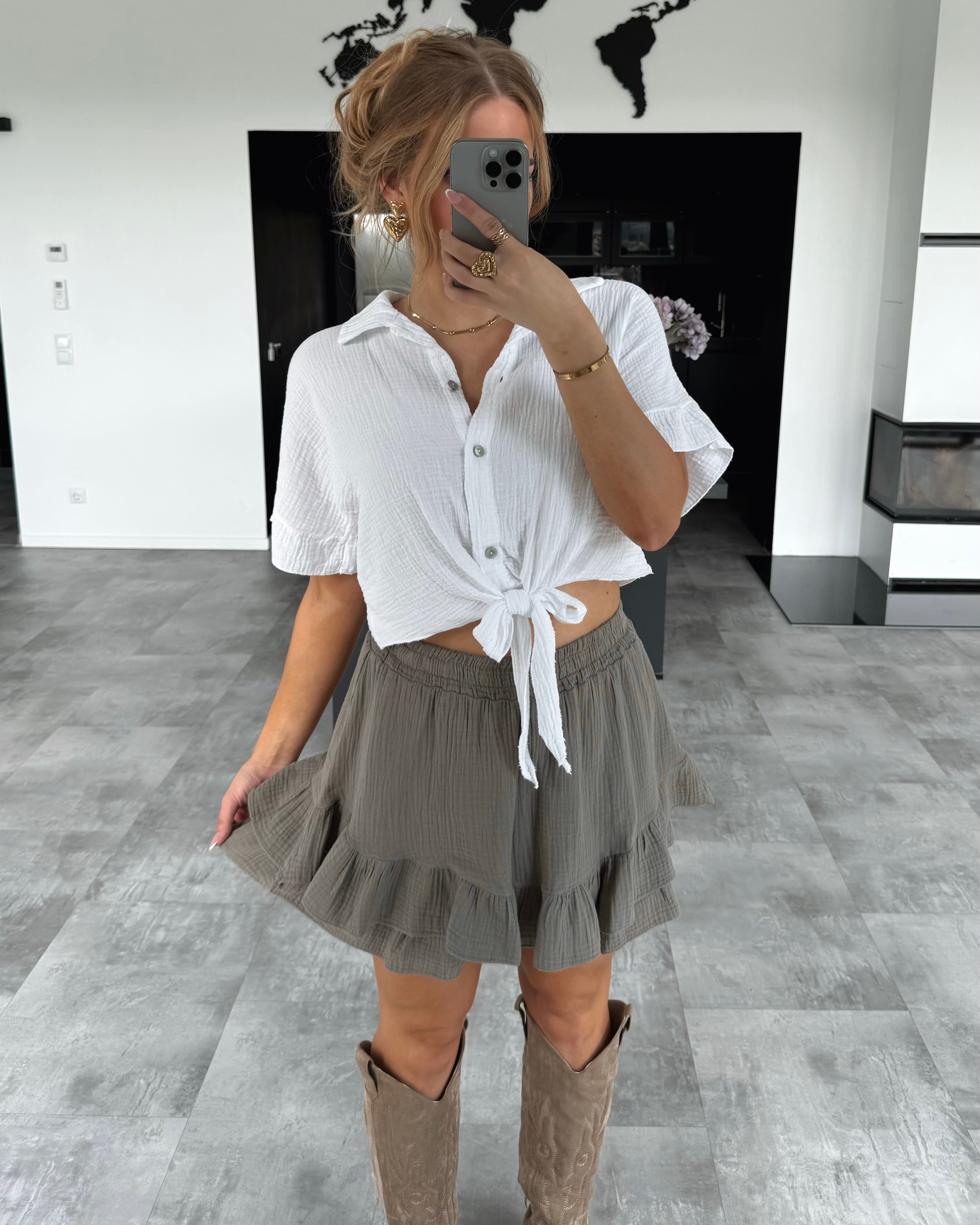 Musselin Knotenshirt "Lia" Weiß