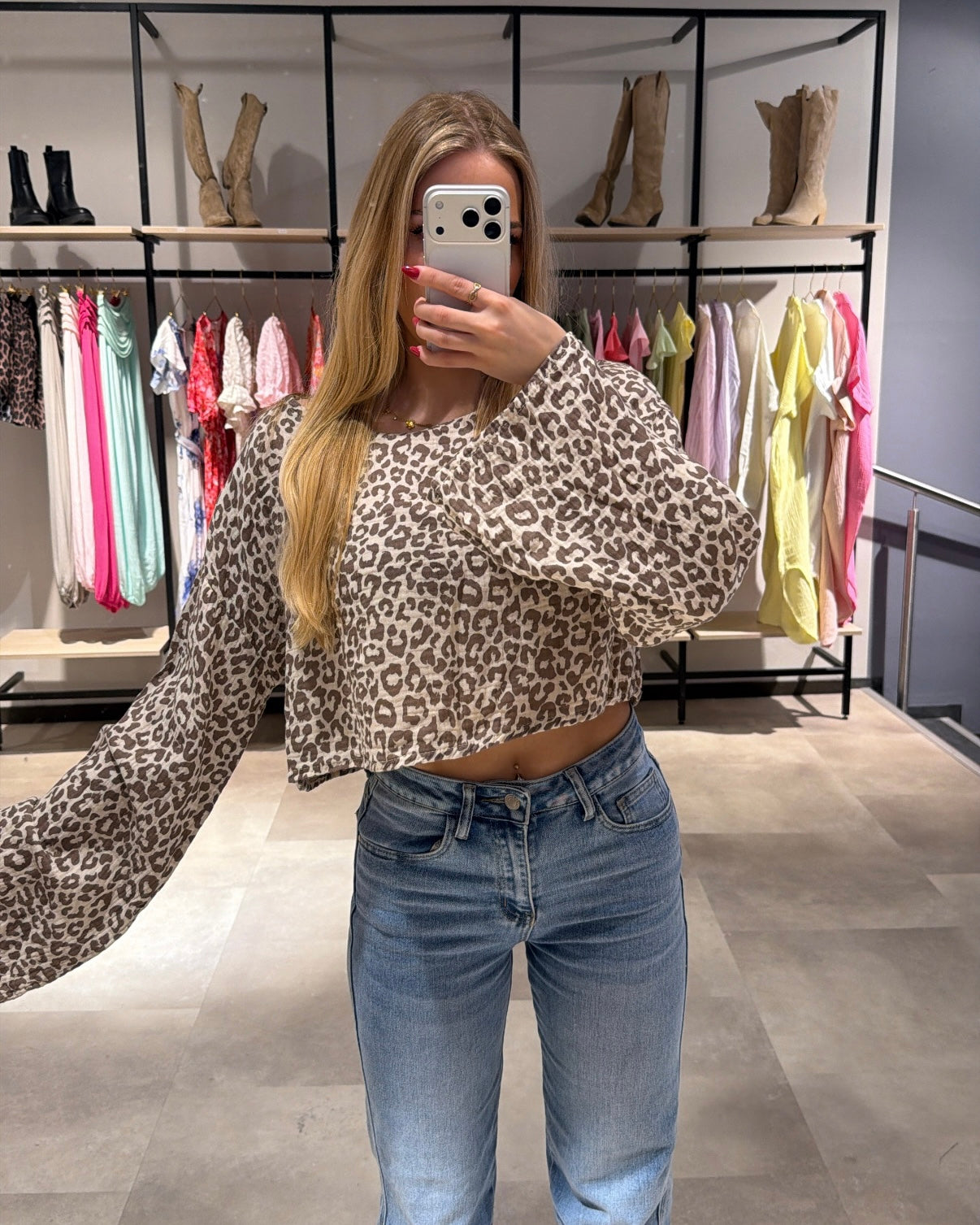 Musselin Shirt "Lexy" Leo Taupe