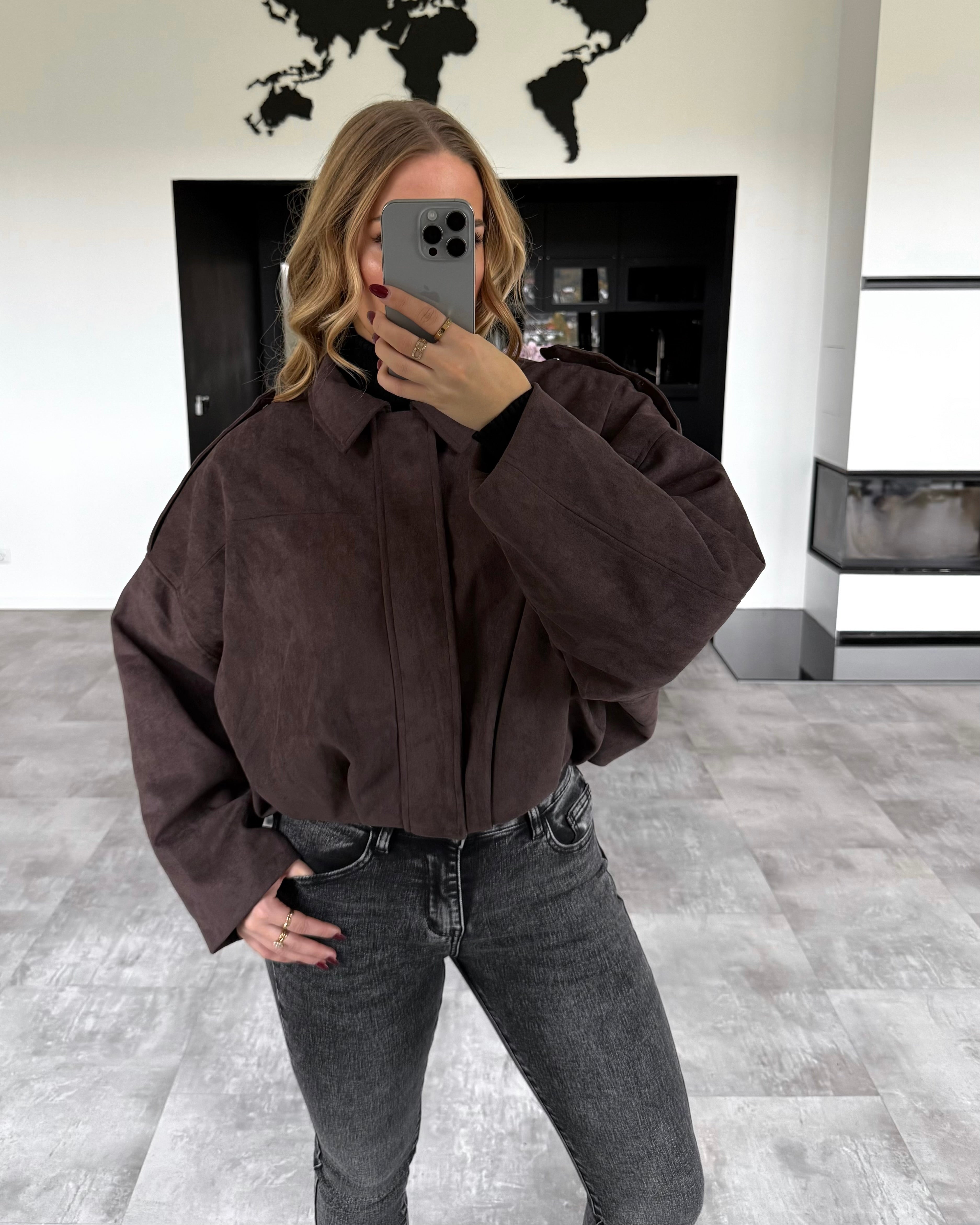 Suede Jacke “Romy” Dunkelbraun