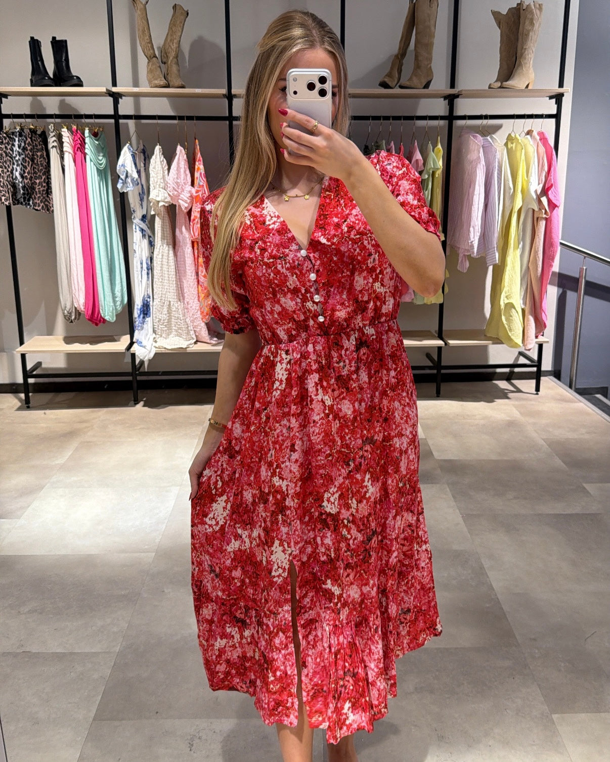 Maxikleid “Fabienne” Floral Rot