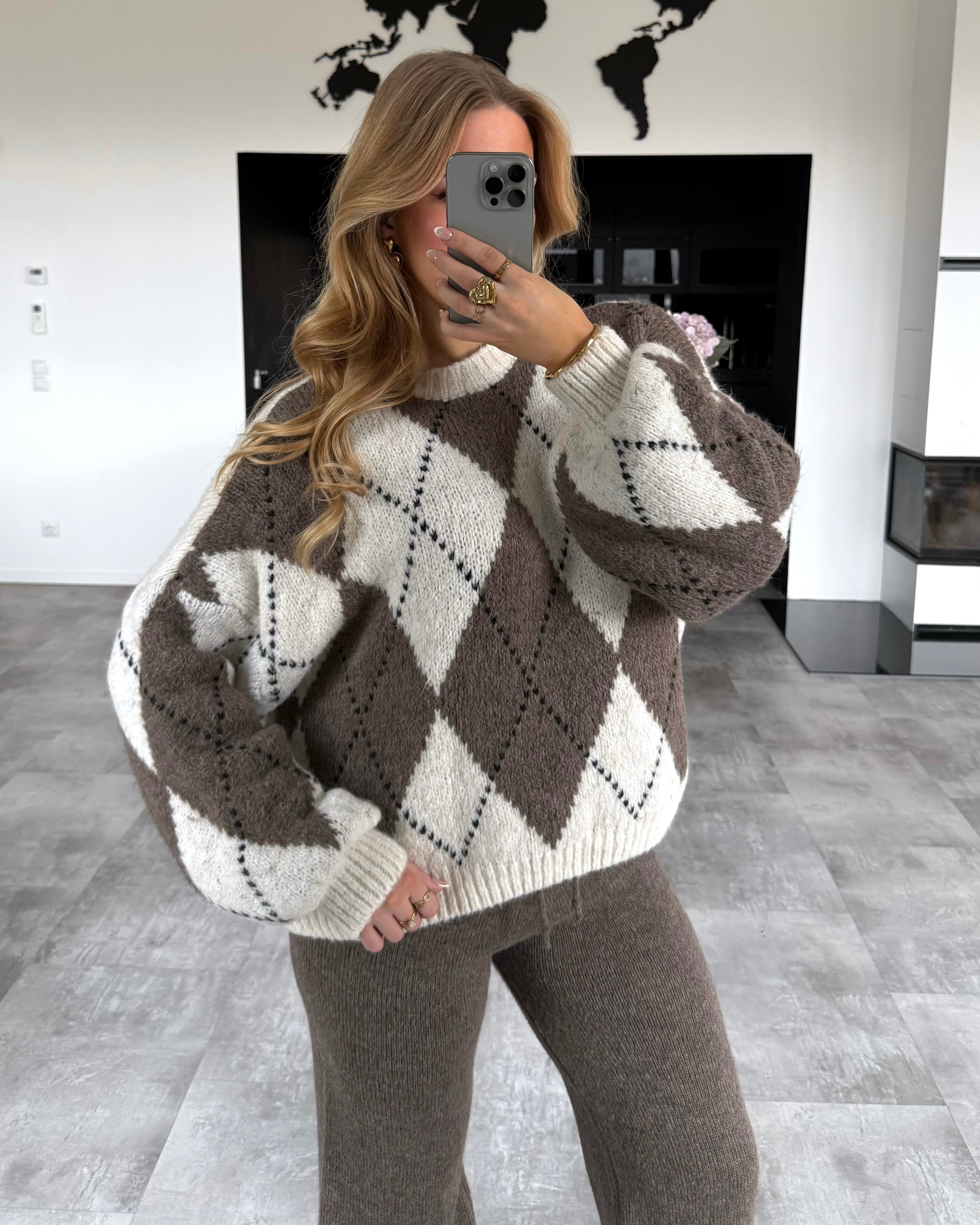 Pullover “Quinn” Ecru-Hellbraun