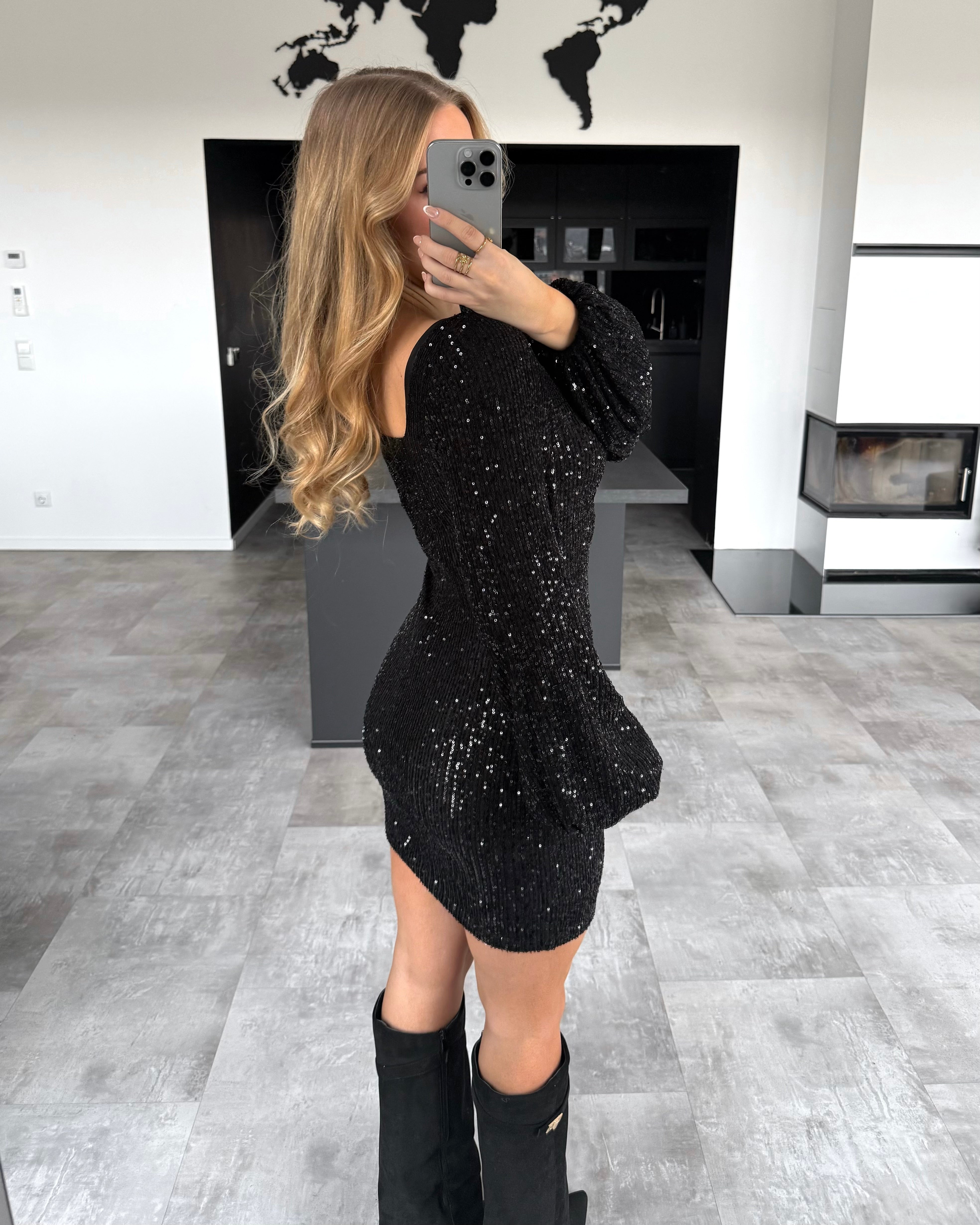 Pailletten-Kleid "Serenity" Schwarz