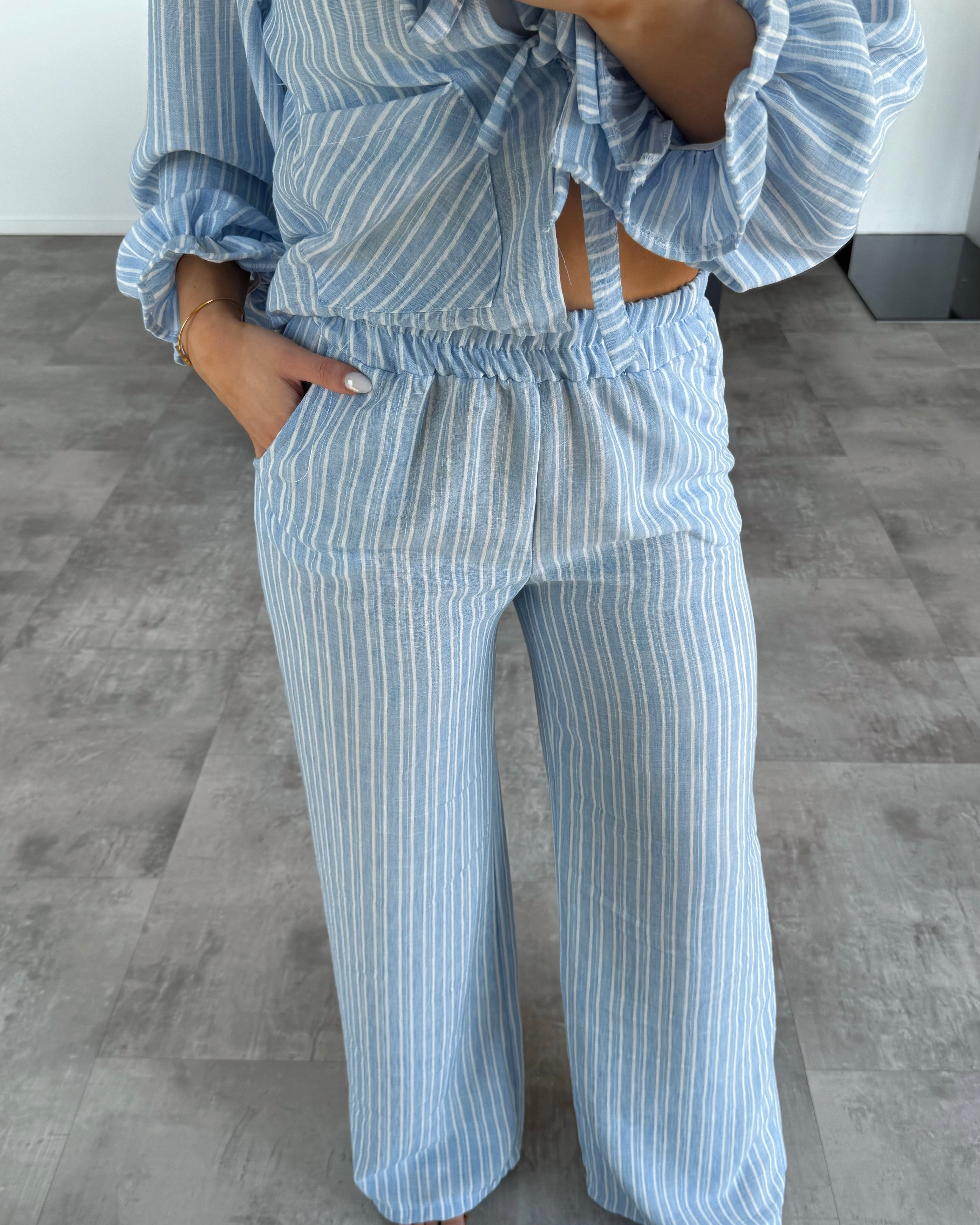 Streifen-Hose "Jordyce“ Blau-Weiß