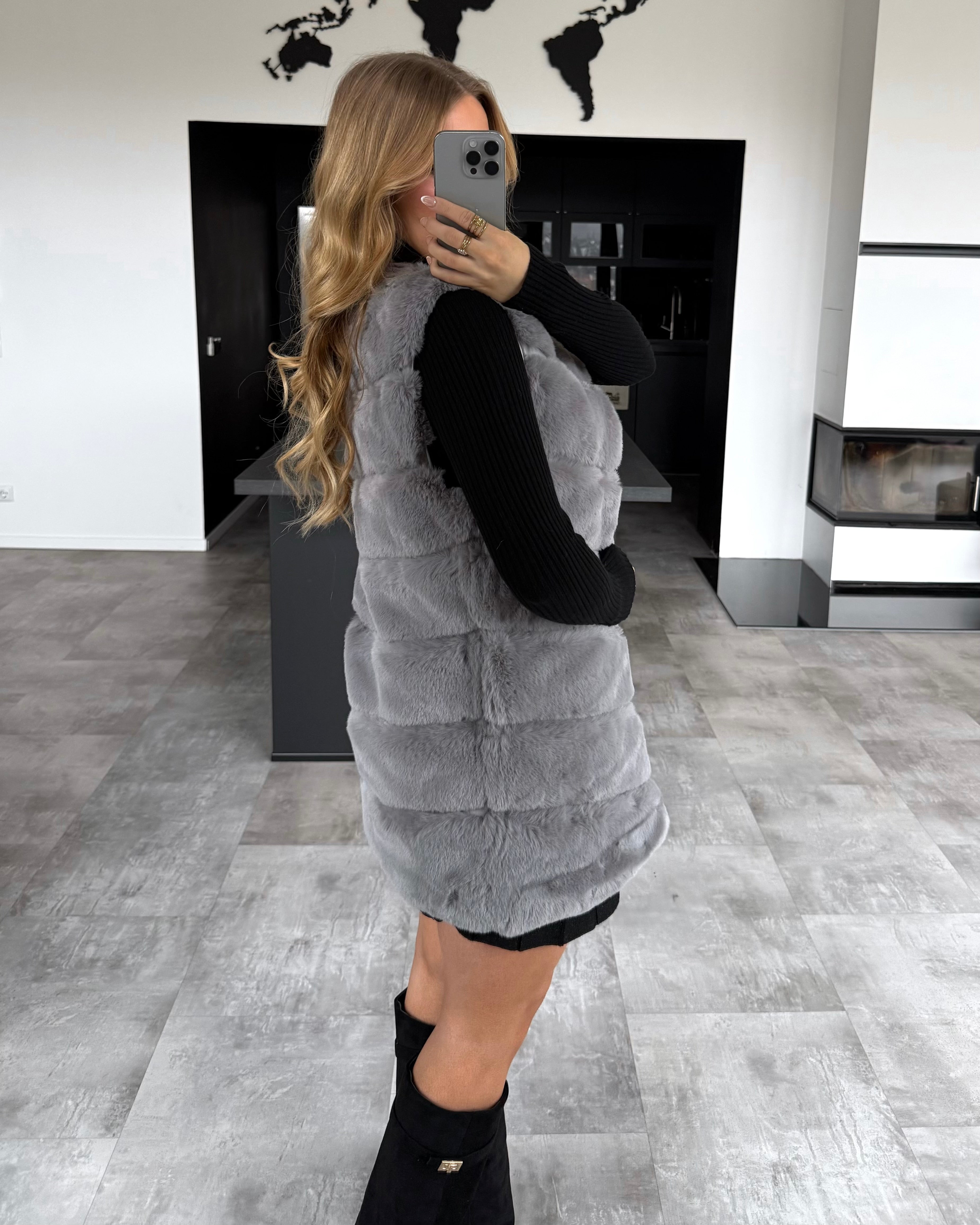 Fellweste “Valery” Grau