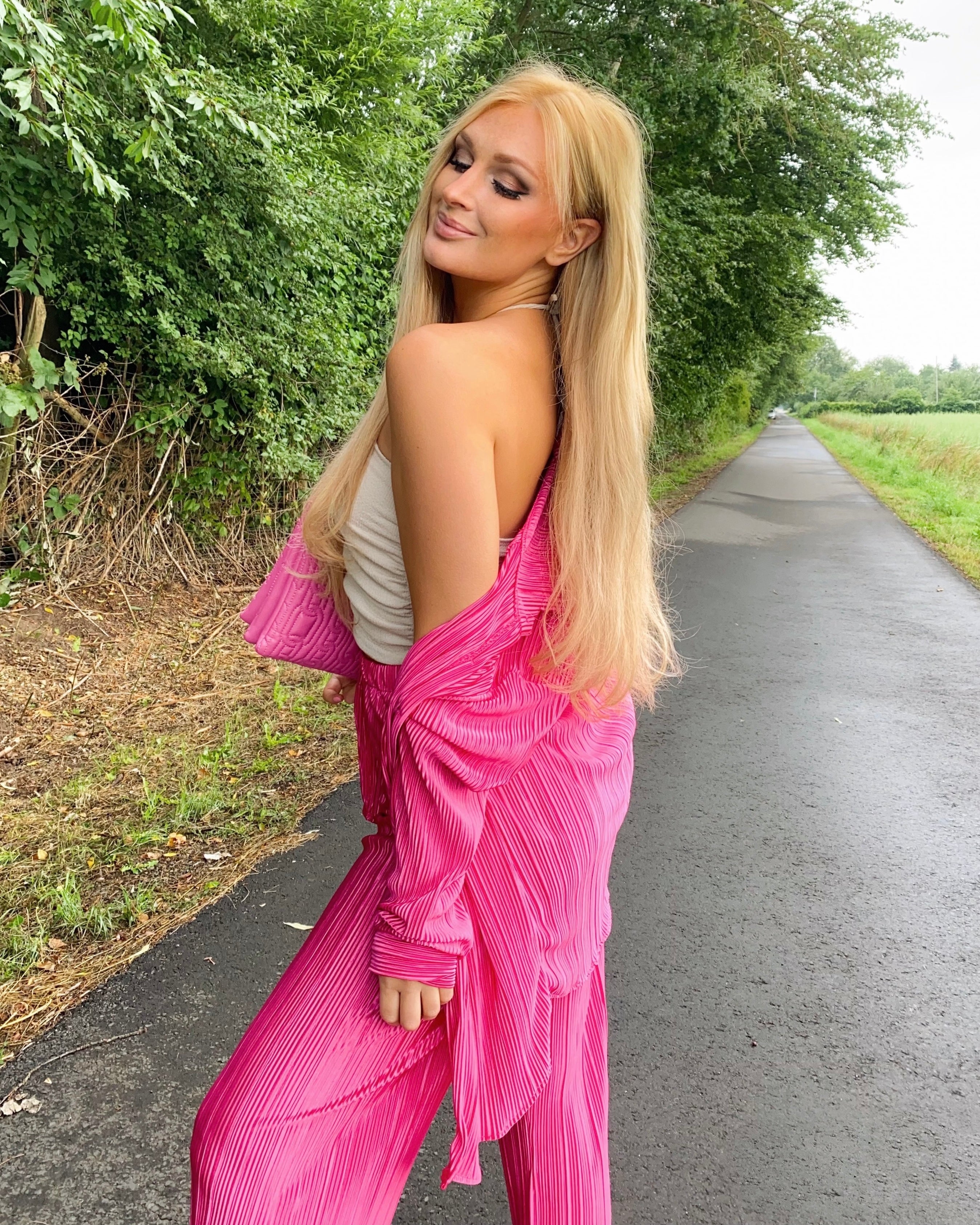 Plissee Zweiteiler Pink