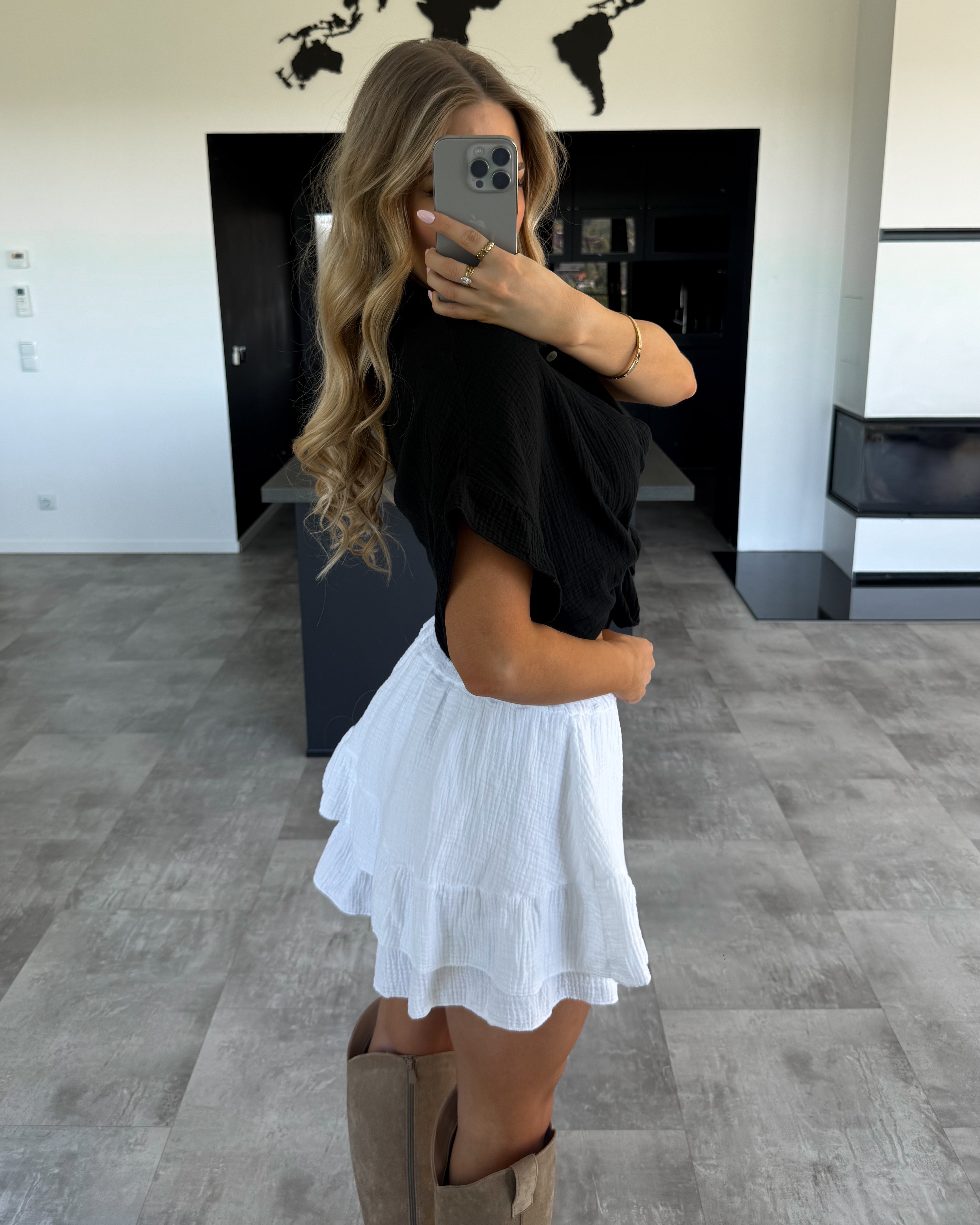 Musselin Knotenshirt "Lia" Schwarz