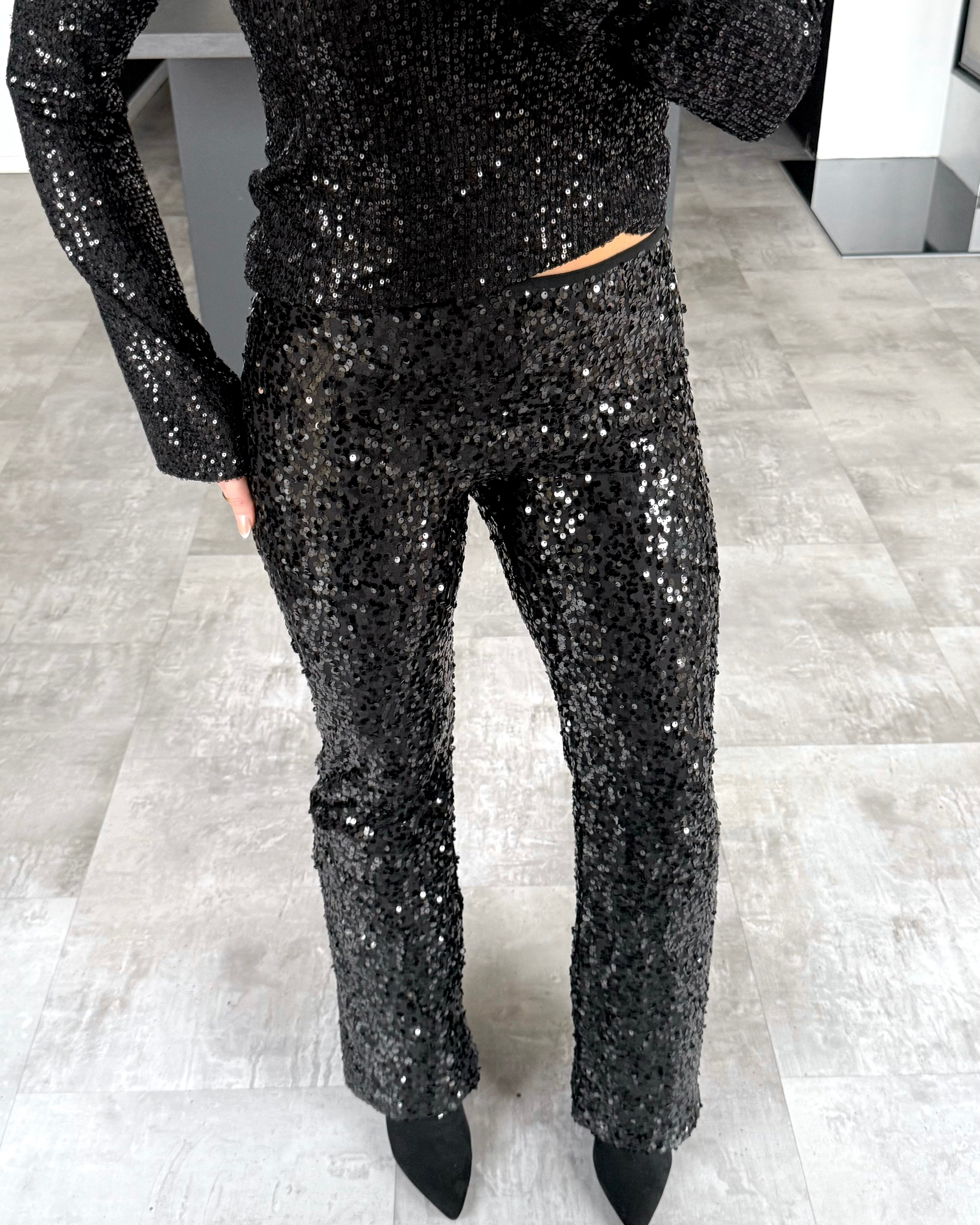 Pailletten Hose „Sierra“ Schwarz