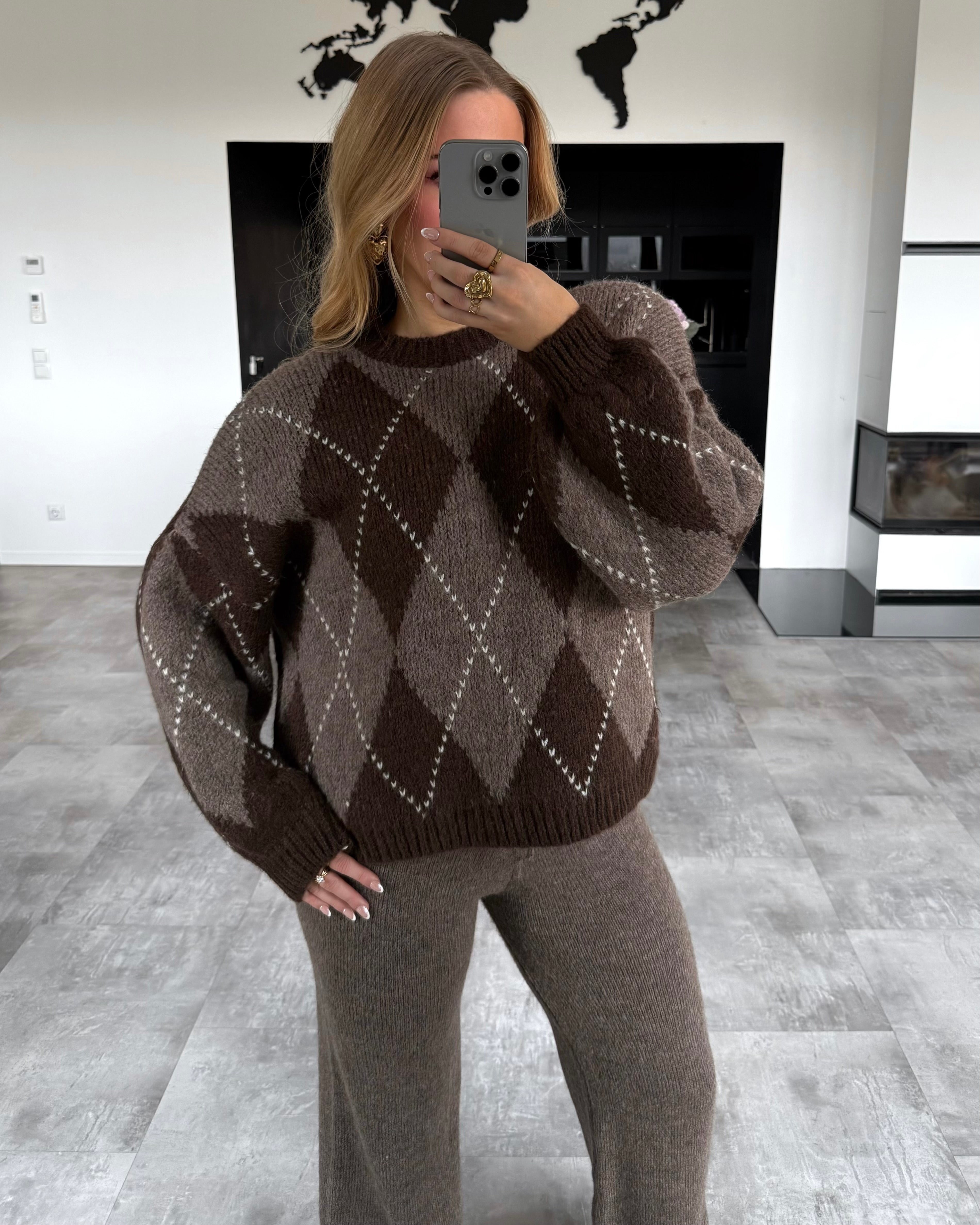 Pullover “Quinn” Chocolate-Hellbraun