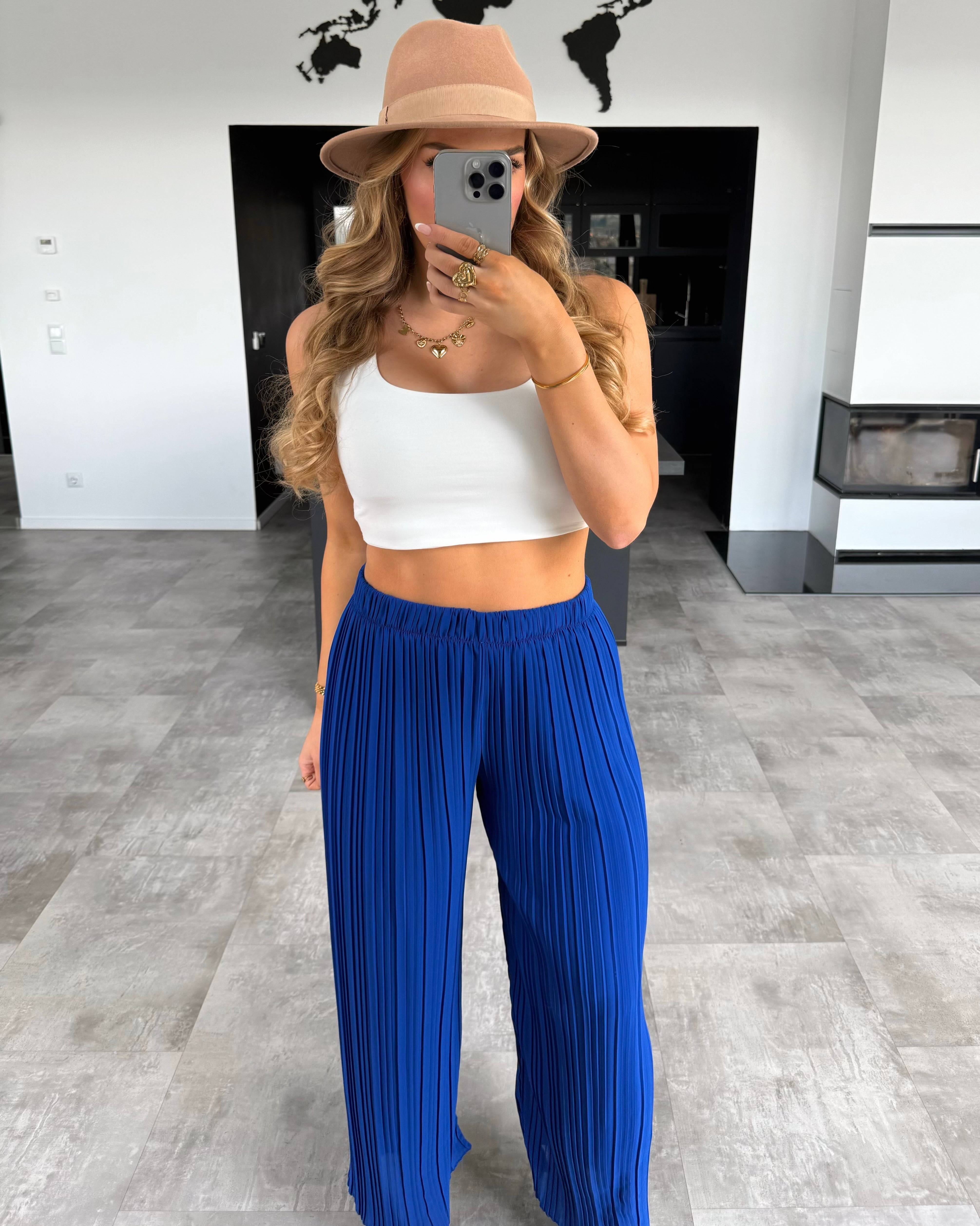 Plissierte Hose "Mala“ Royalblau