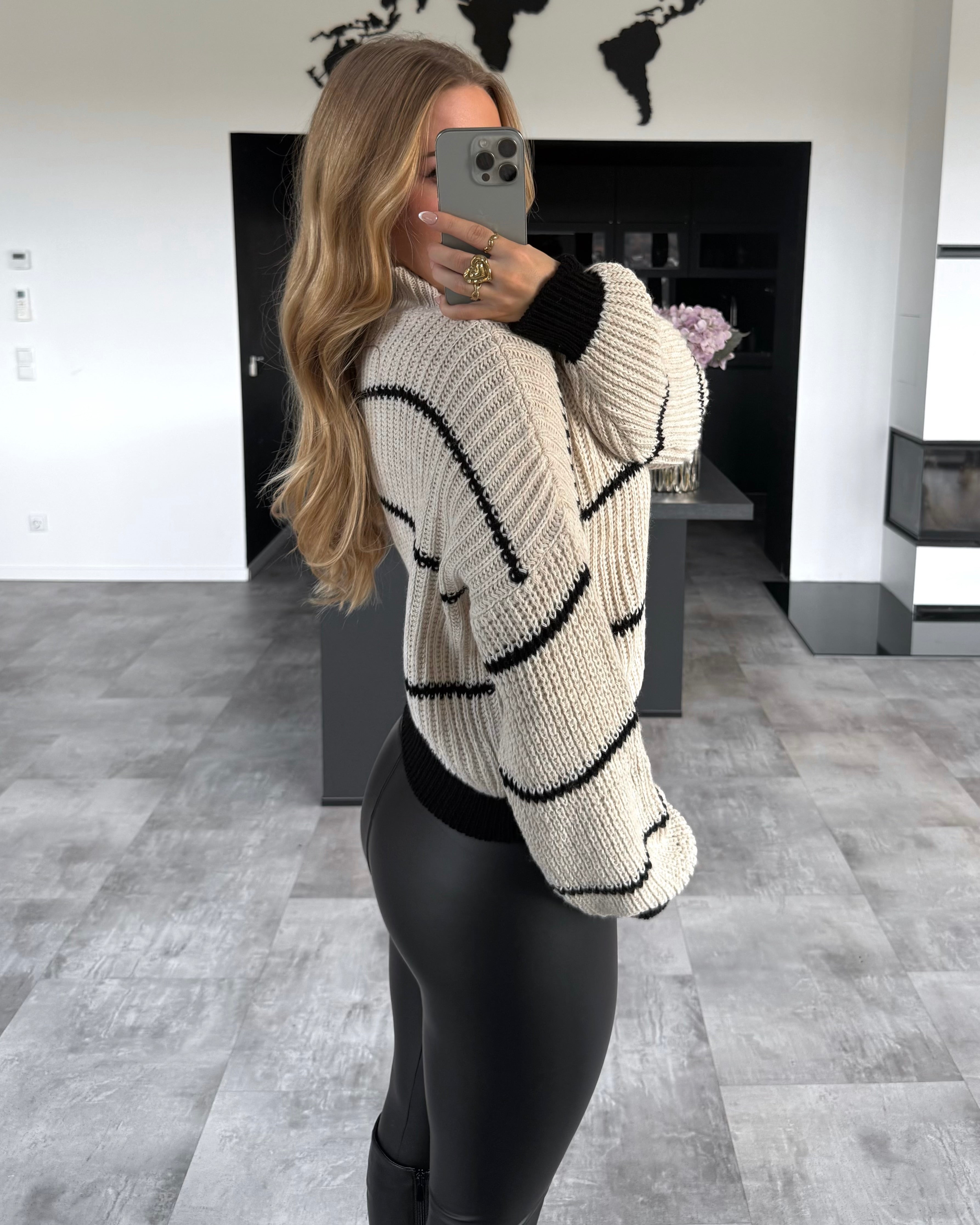 Pullover "Shirley" Beige-Schwarz