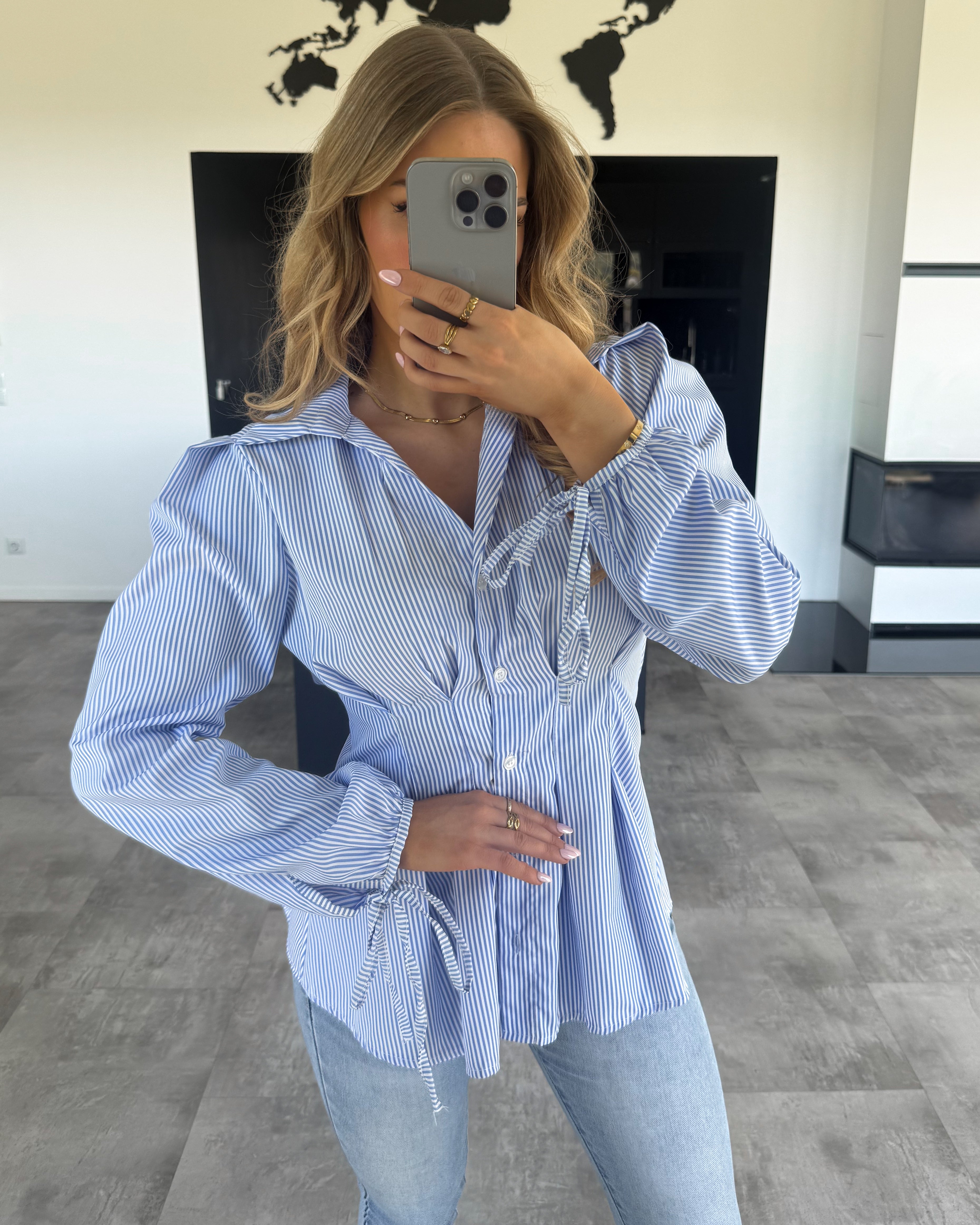 Streifen-Bluse "Alea" Blau-Weiß