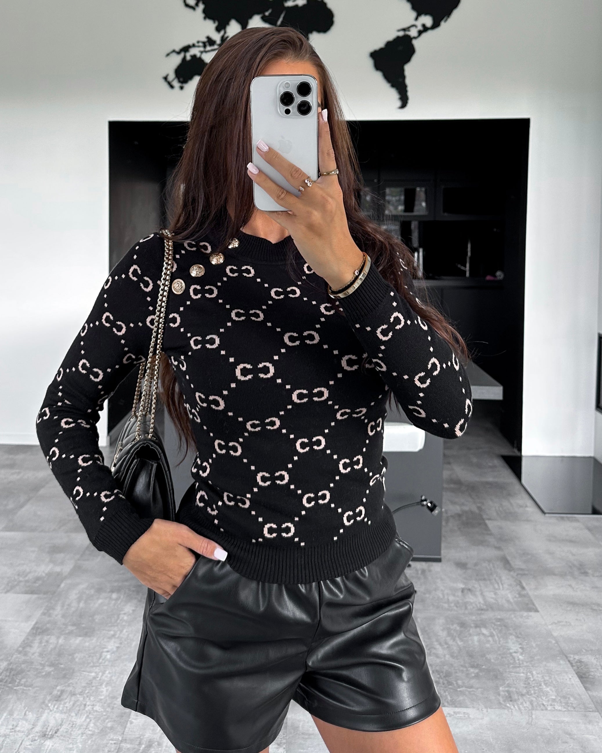 Pullover "Monogramm" Schwarz