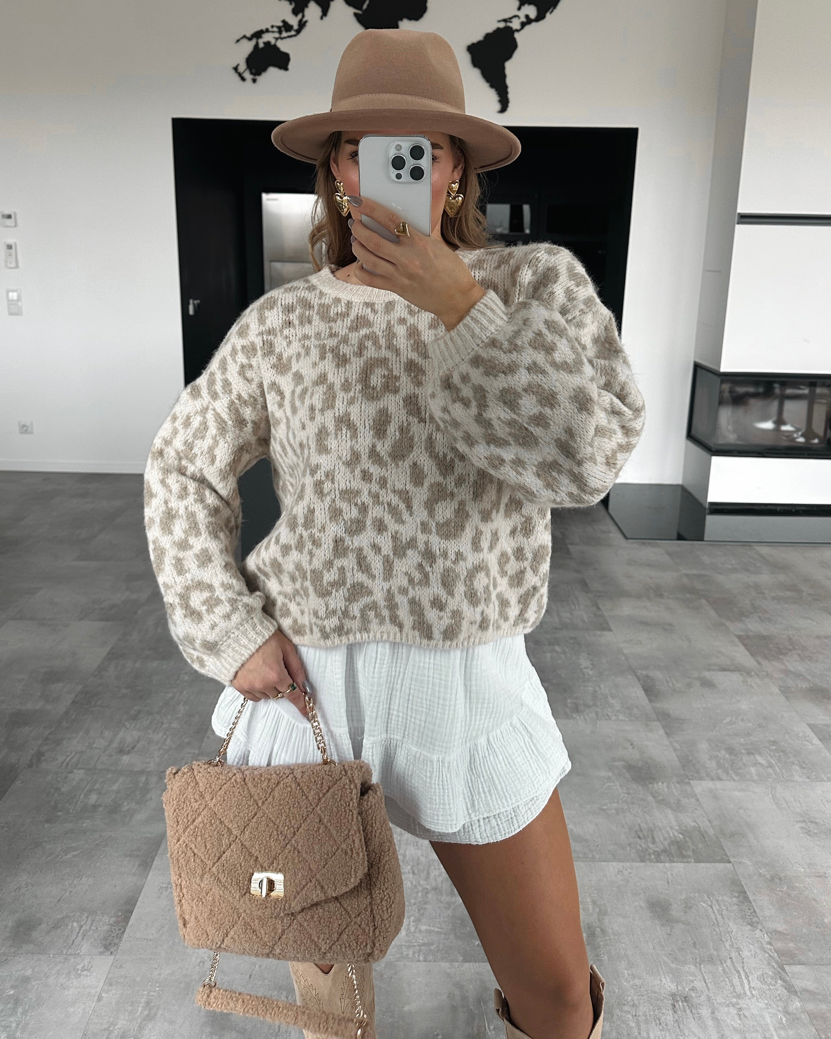 Pullover "Yuma" Beige Leoprint