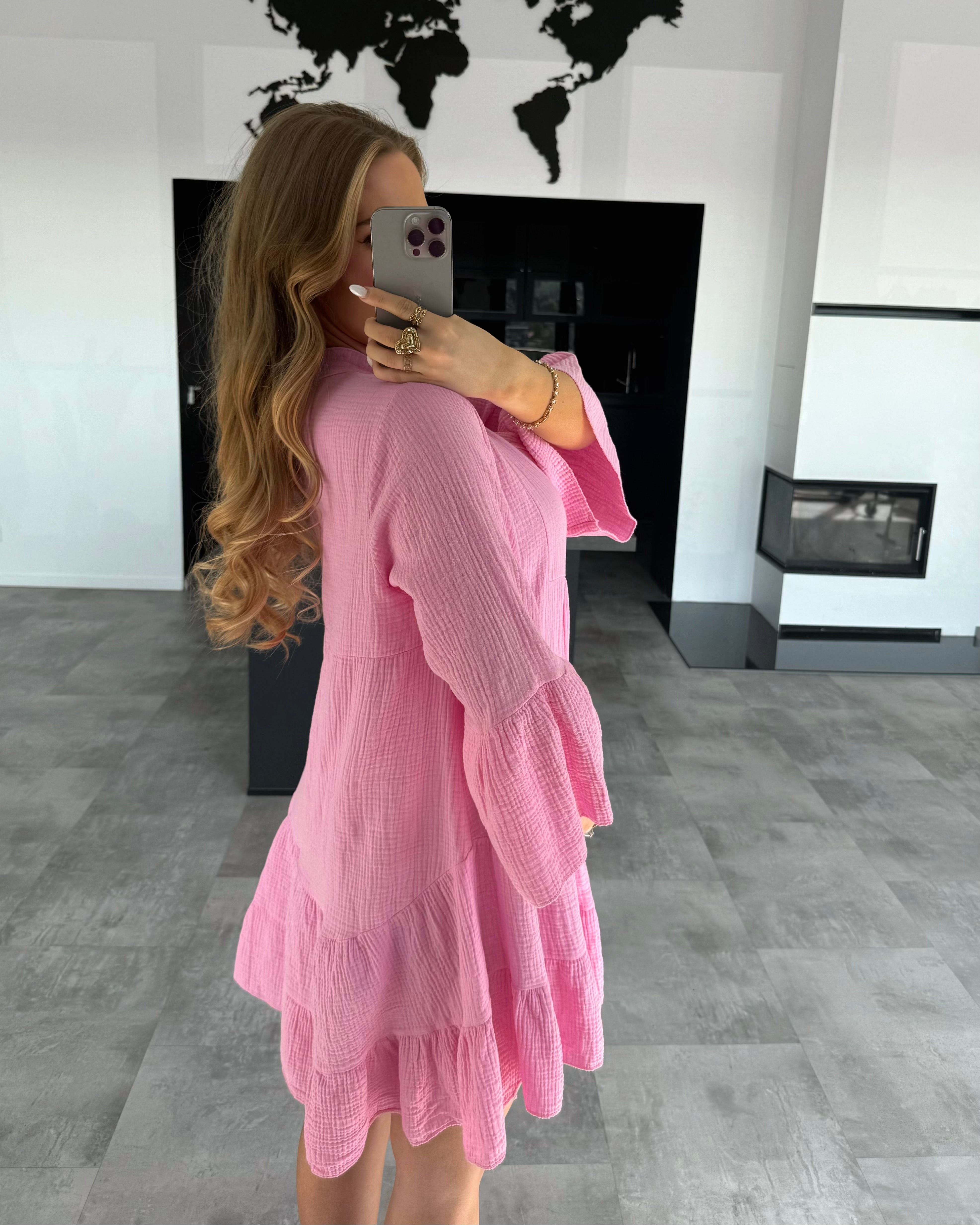 Musselin Kleid „Sofia“ Bubblegum Rosa