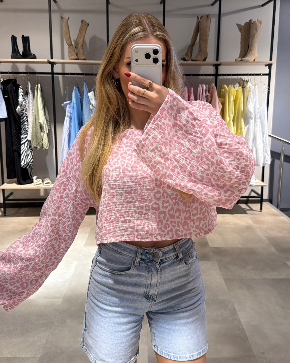 Musselin Shirt "Lexy" Leo Rosa