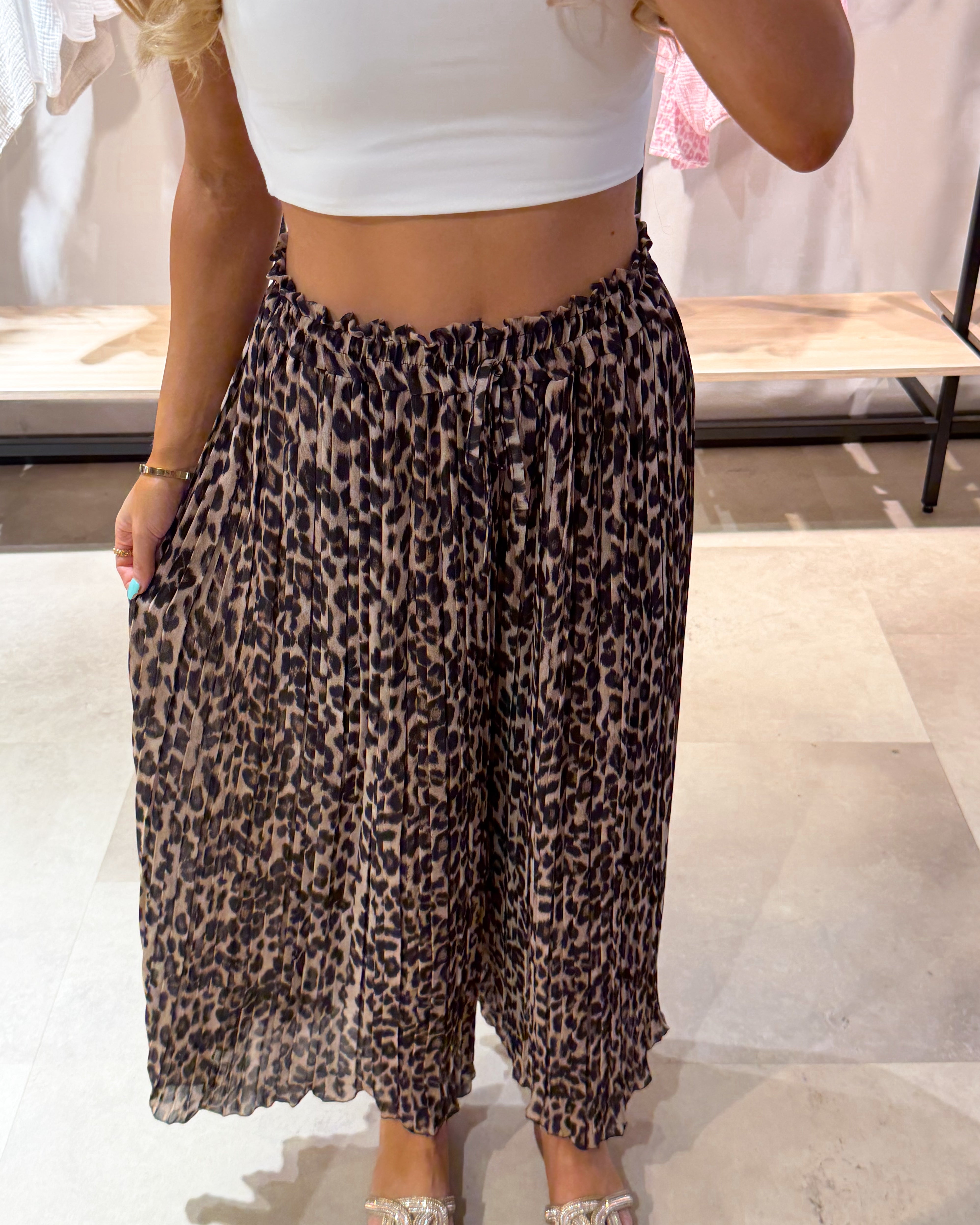 Plissierte Hose "Nola“ Leoprint