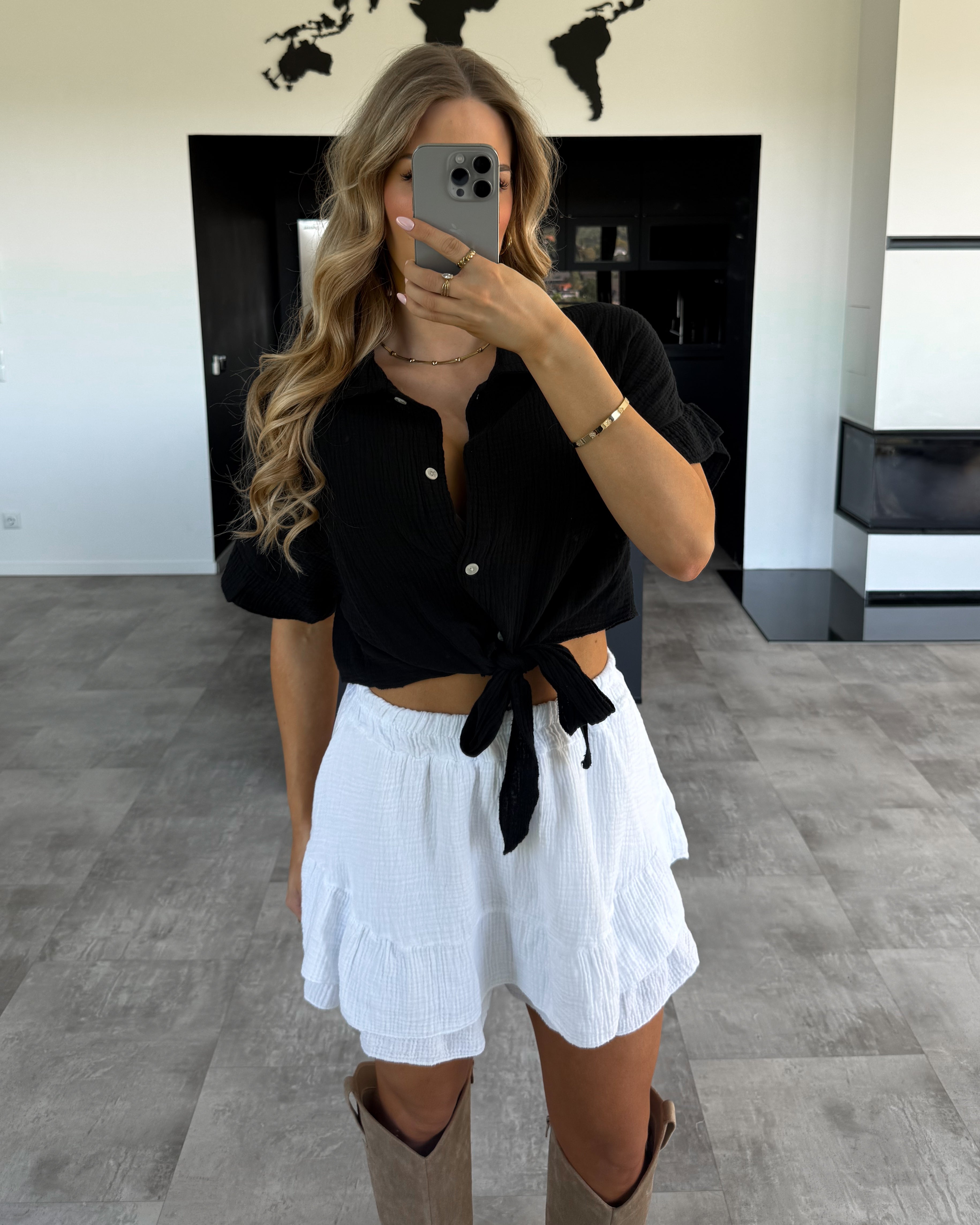 Musselin Knotenshirt "Lia" Schwarz
