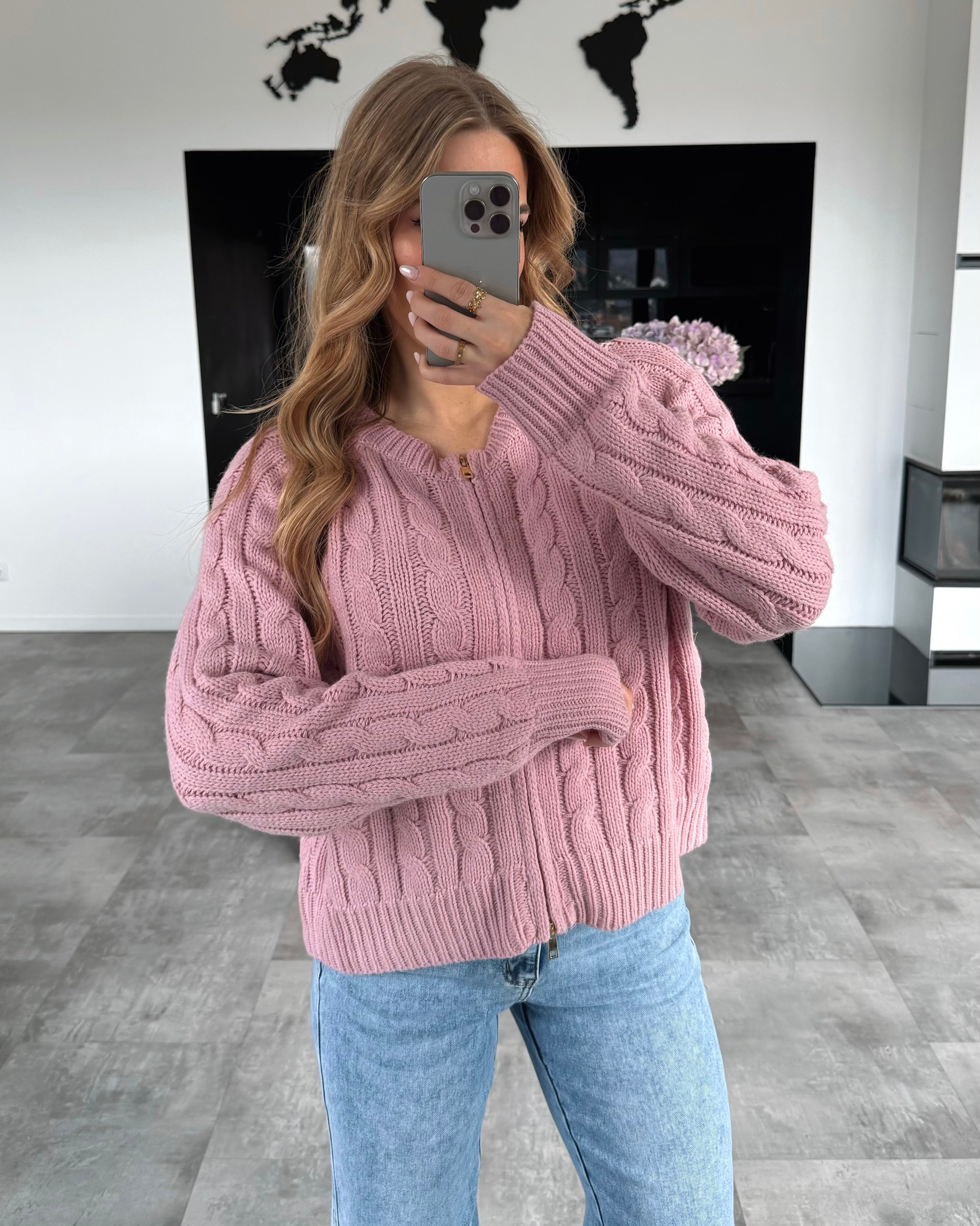 Zipper Strickjacke "Coraline" Altrosa