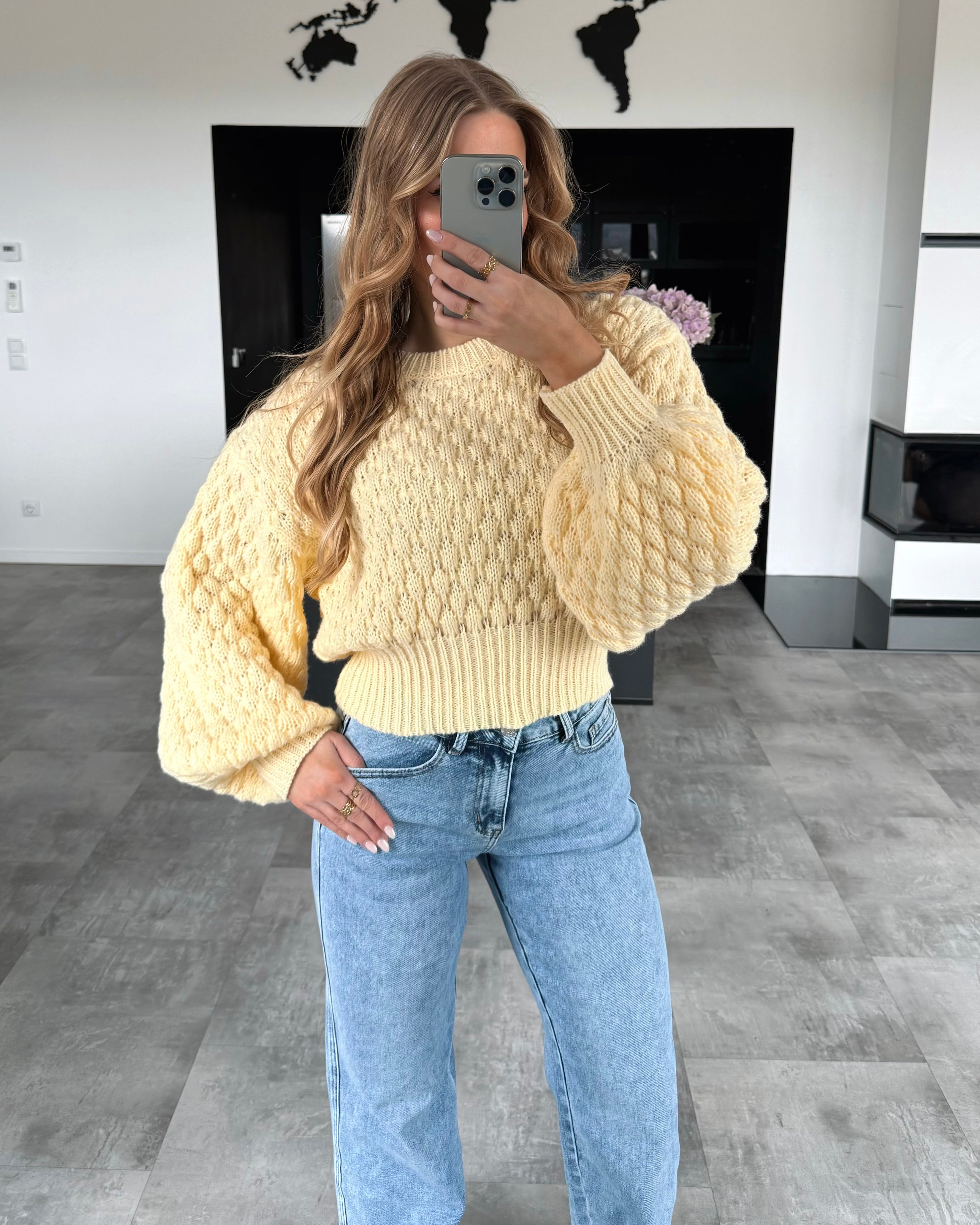 Strickpullover “Cecilia” Hellgelb Cropped