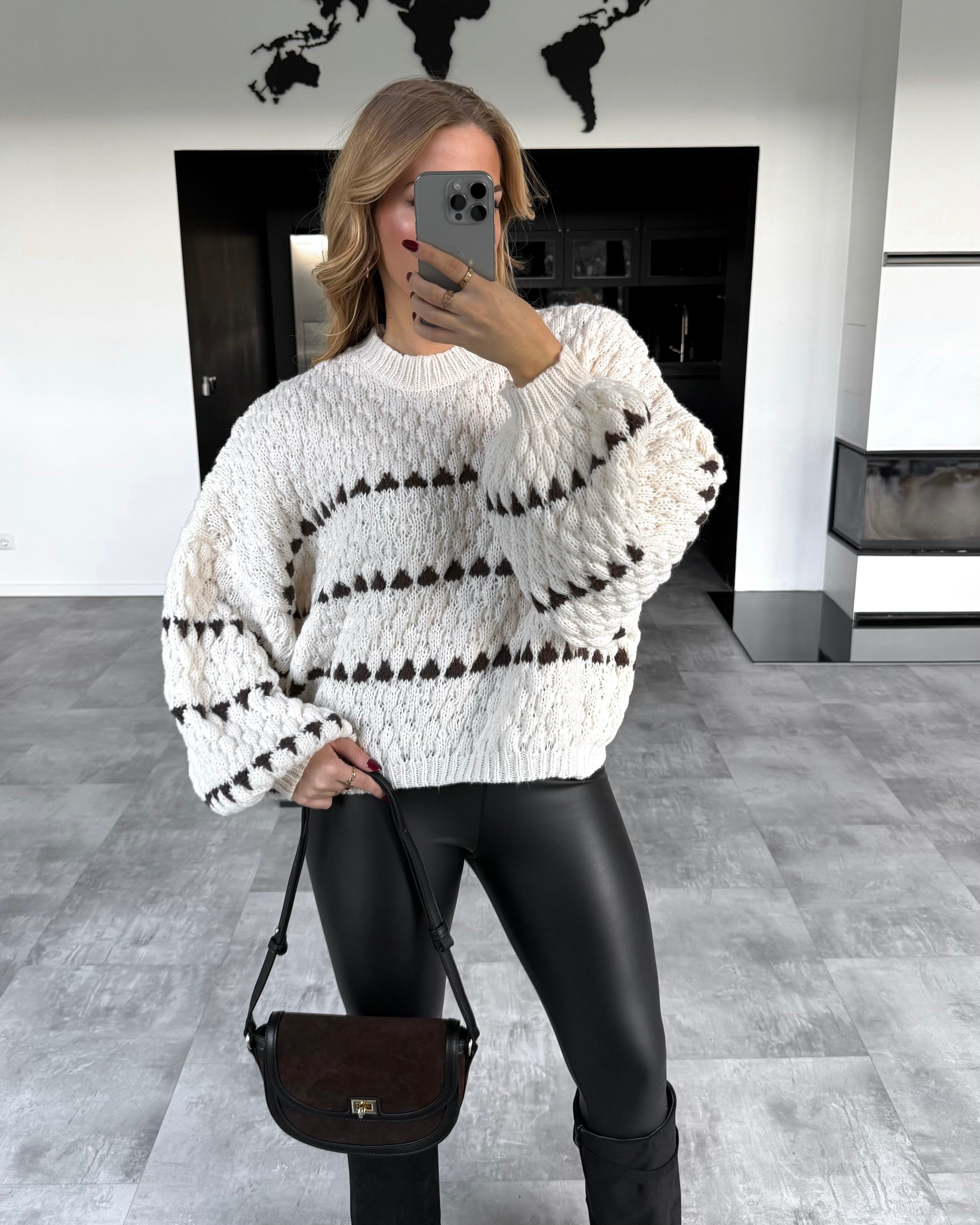 Pullover "Lucia" Ecru-Schwarz