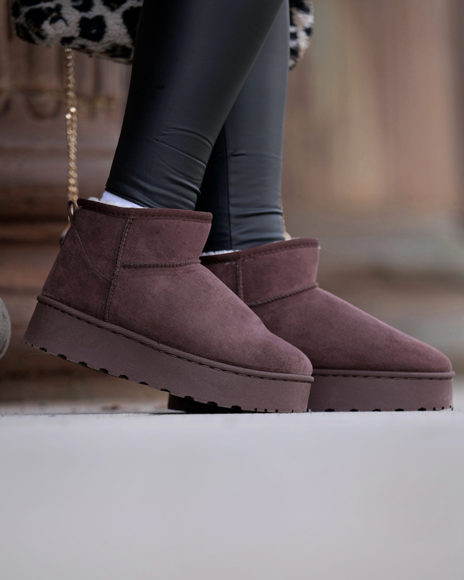 Mini Boots mit Plateau Chocolate