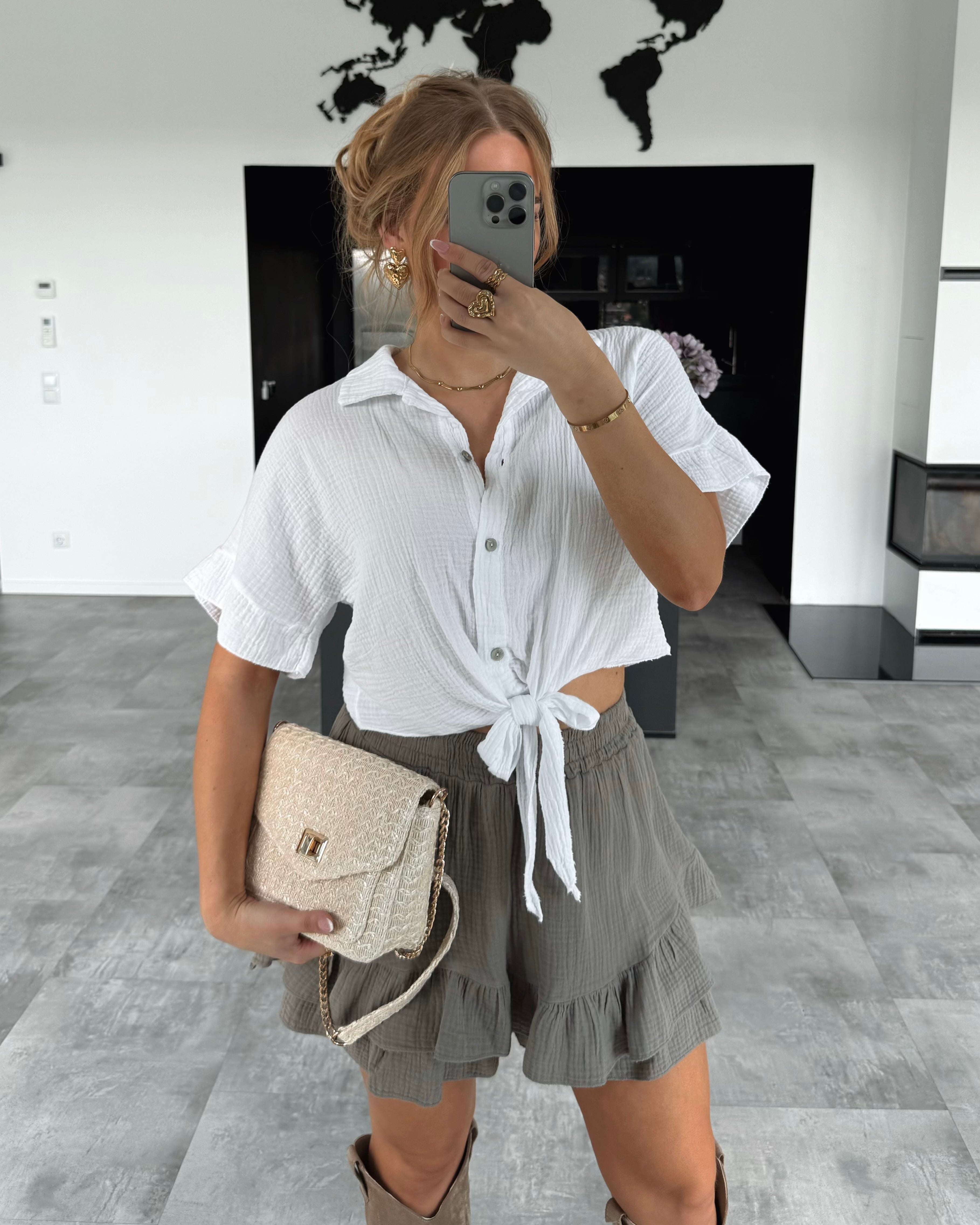 Musselin Knotenshirt "Lia" Weiß