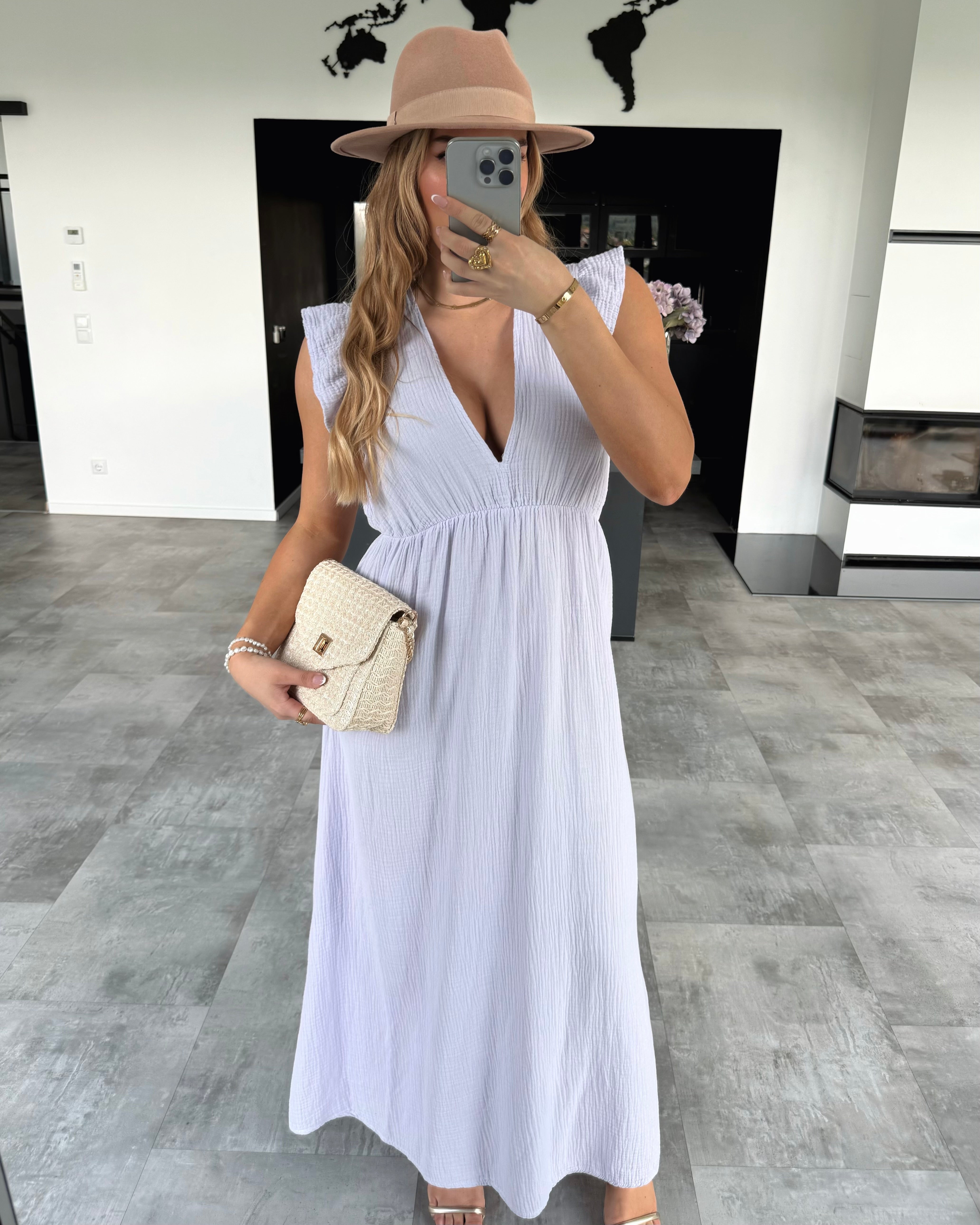 Musselin Kleid “Naya” Flieder