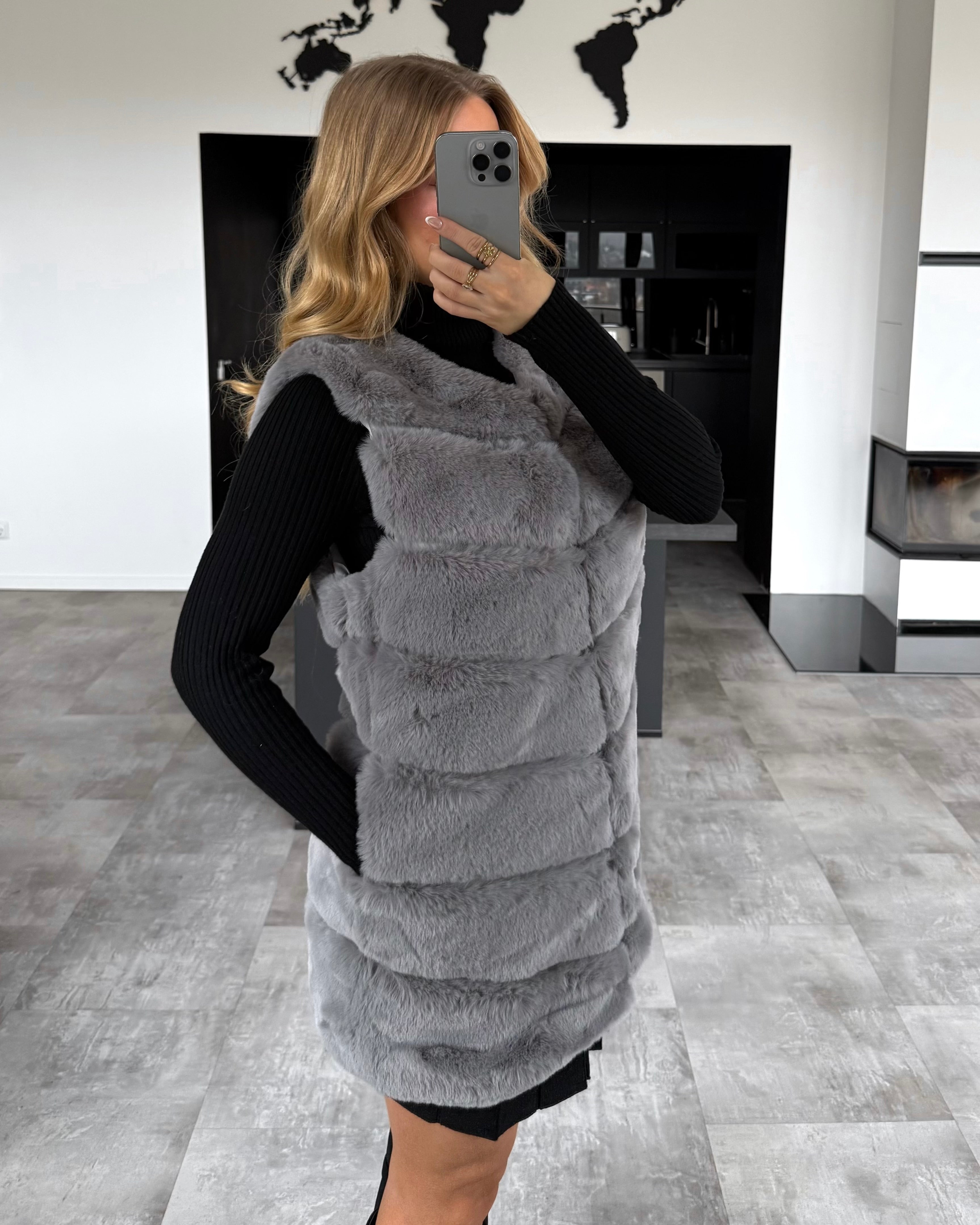 Fellweste “Valery” Grau