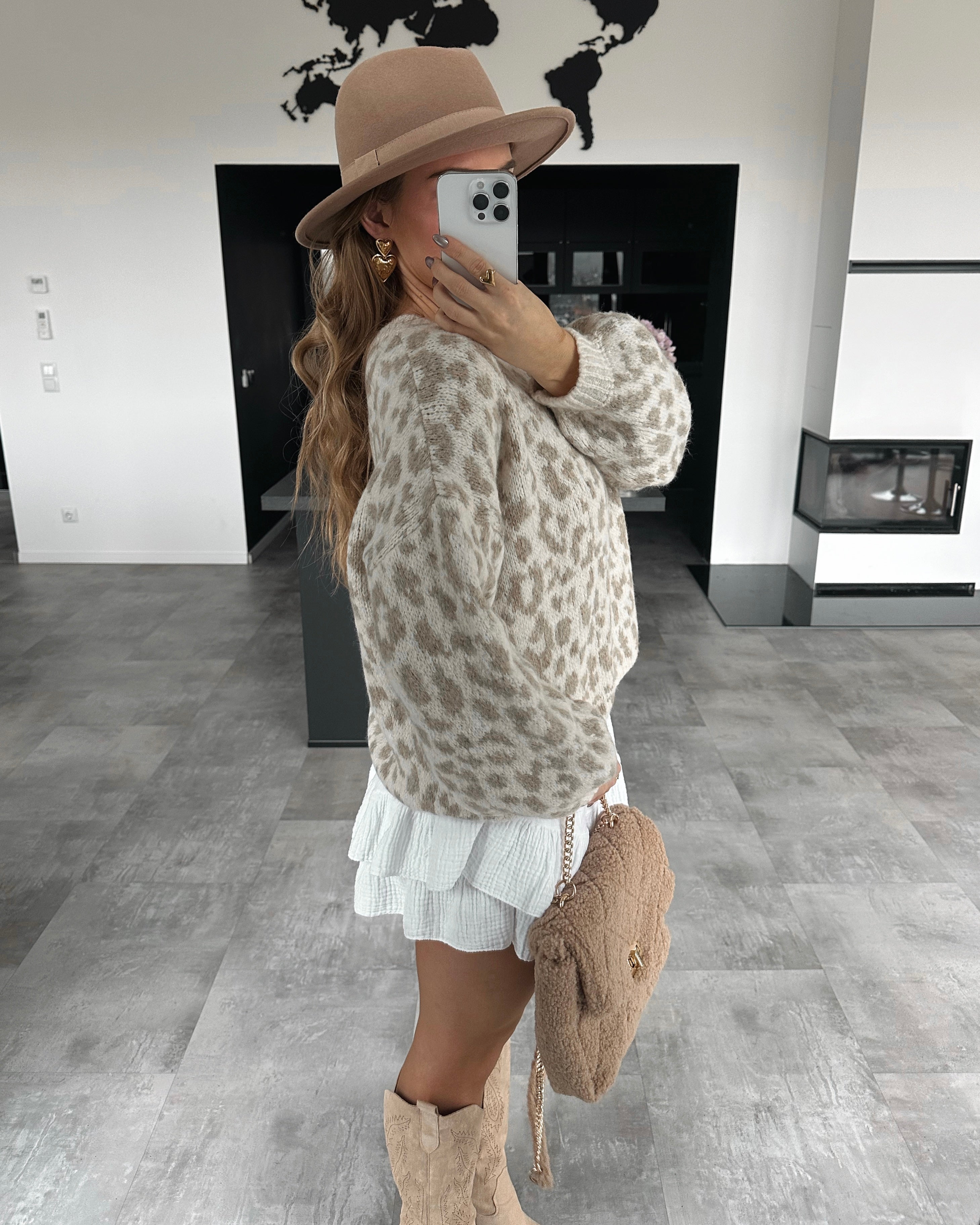 Pullover "Yuma" Beige Leoprint