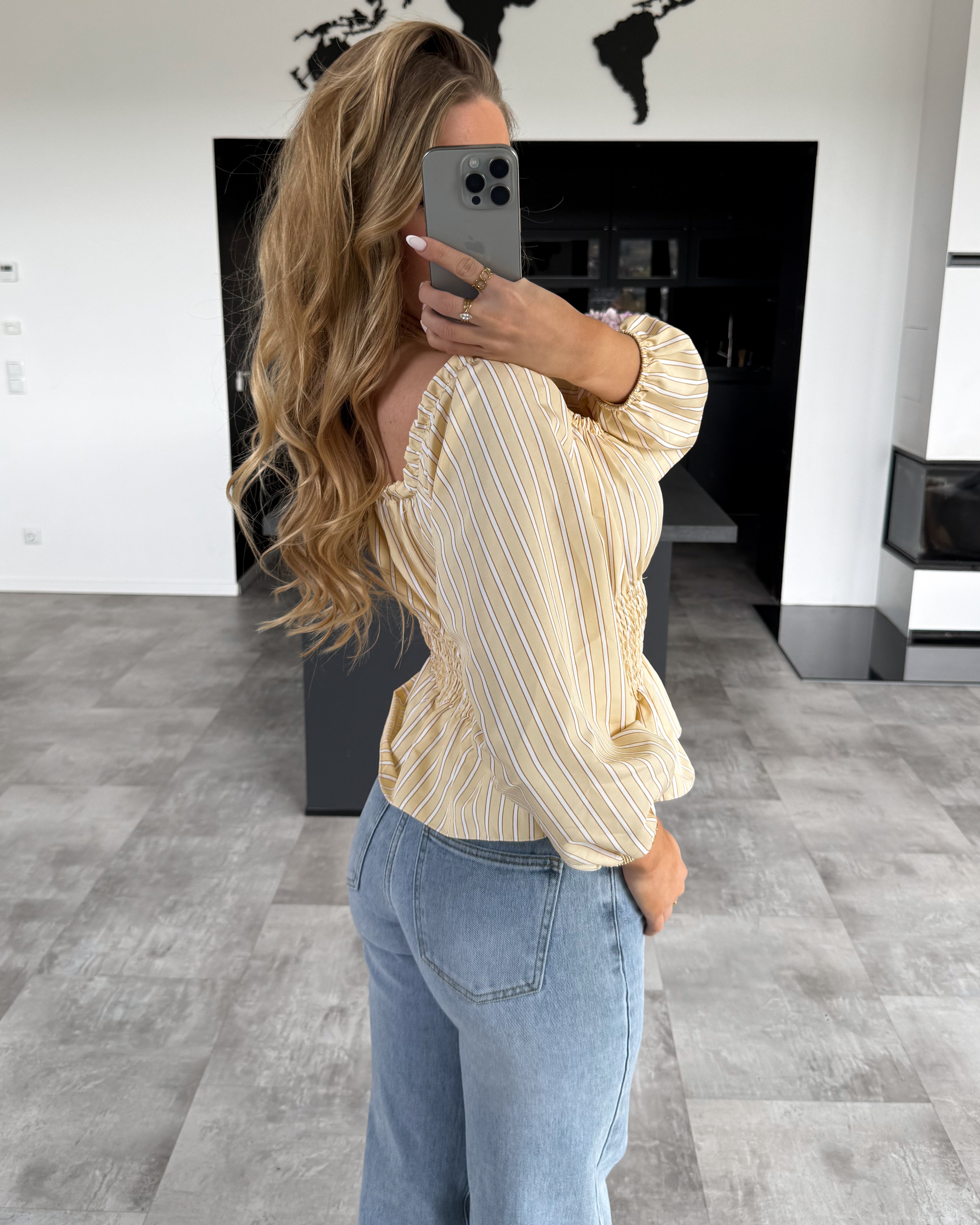 Off-Shoulder Streifen Bluse “Destina“ Gelb