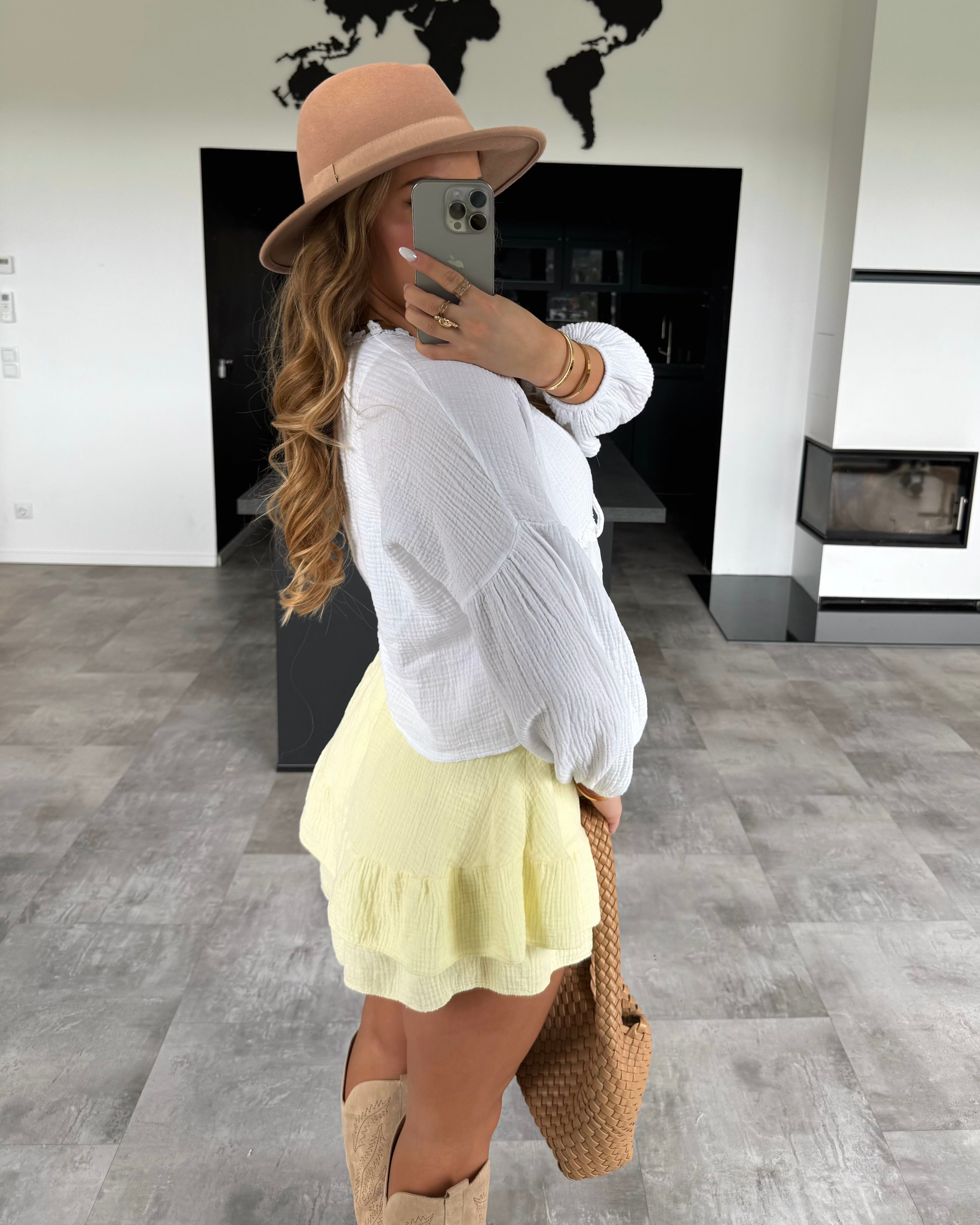 Musselin Knoten-Bluse "Emmi" Weiß