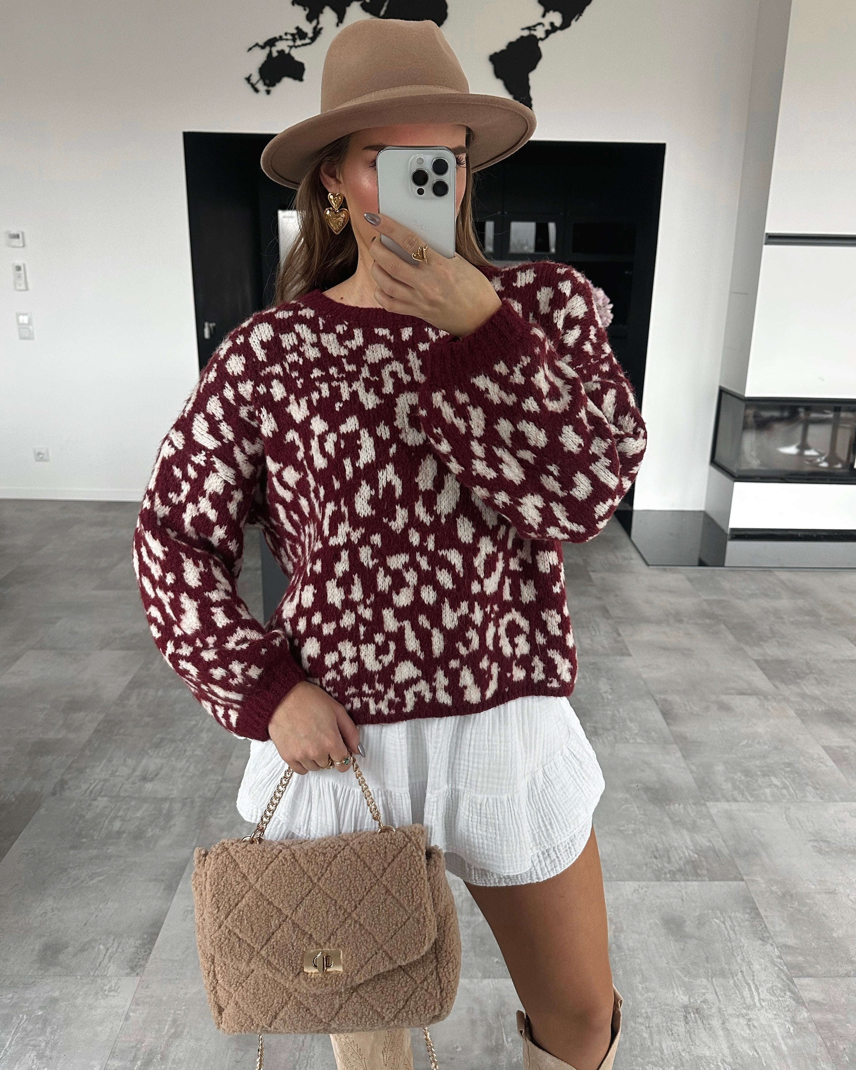 Pullover "Yuma" Bordeaux Leoprint