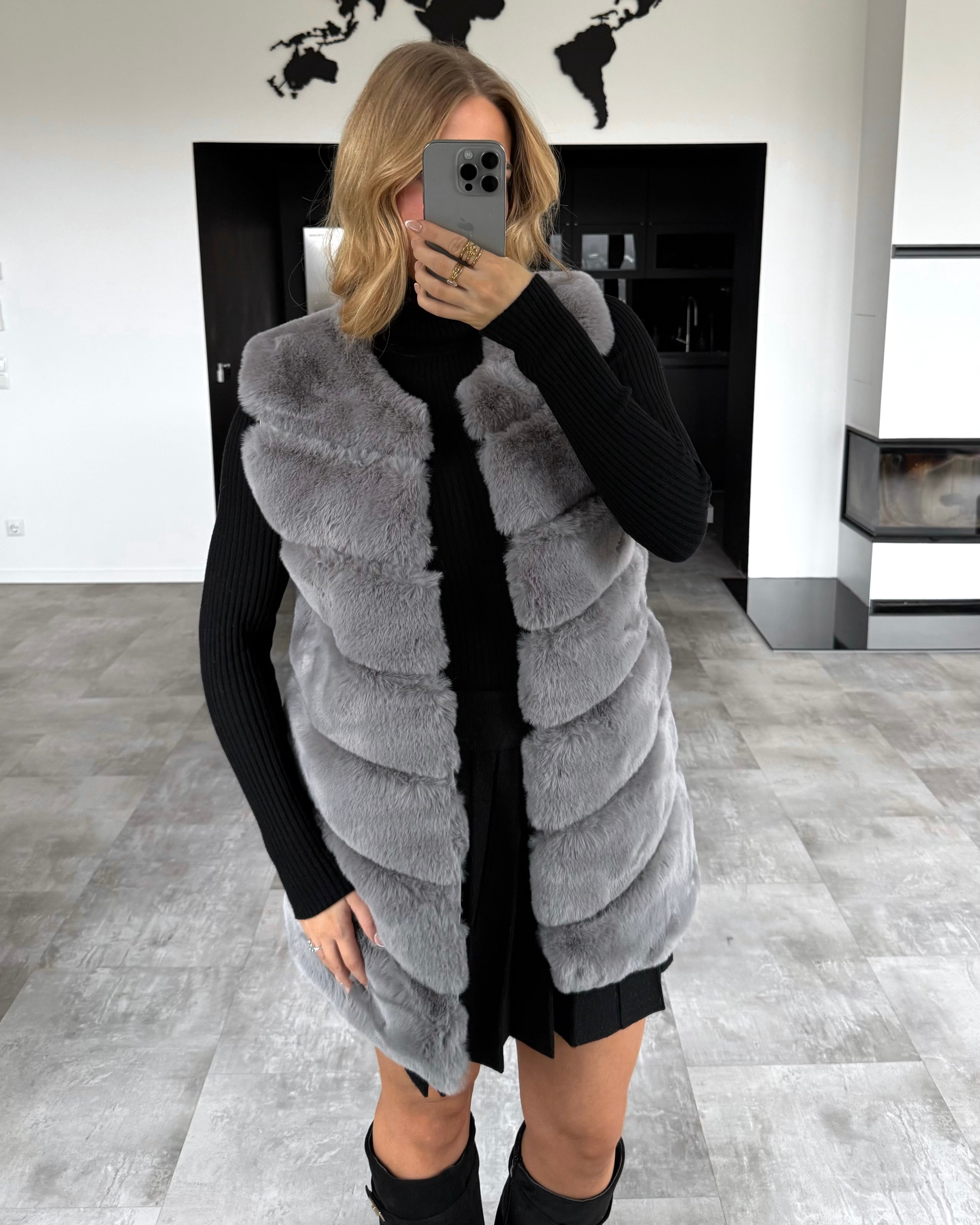 Fellweste “Valery” Grau