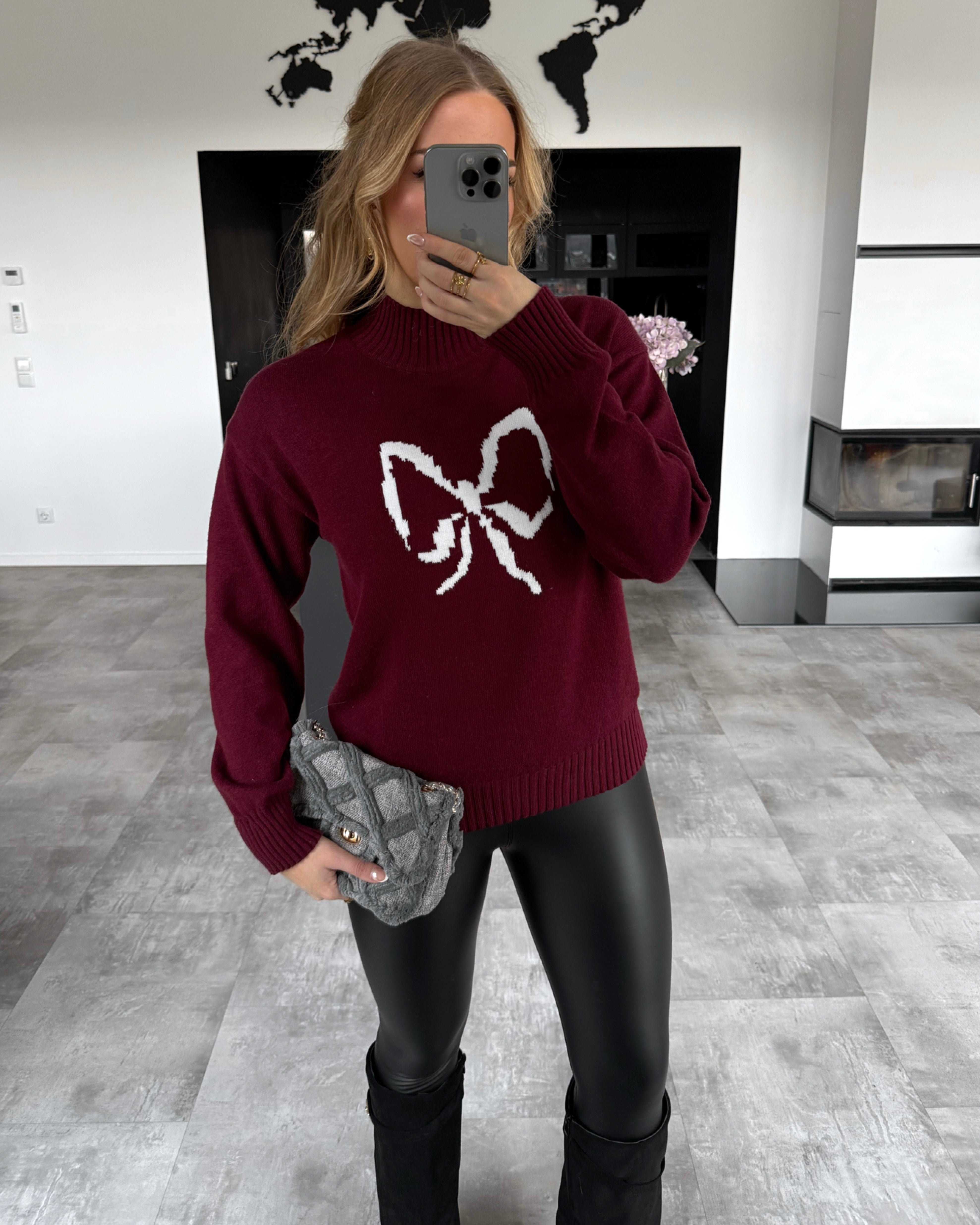 Pullover “Cute Bow” Bordeaux